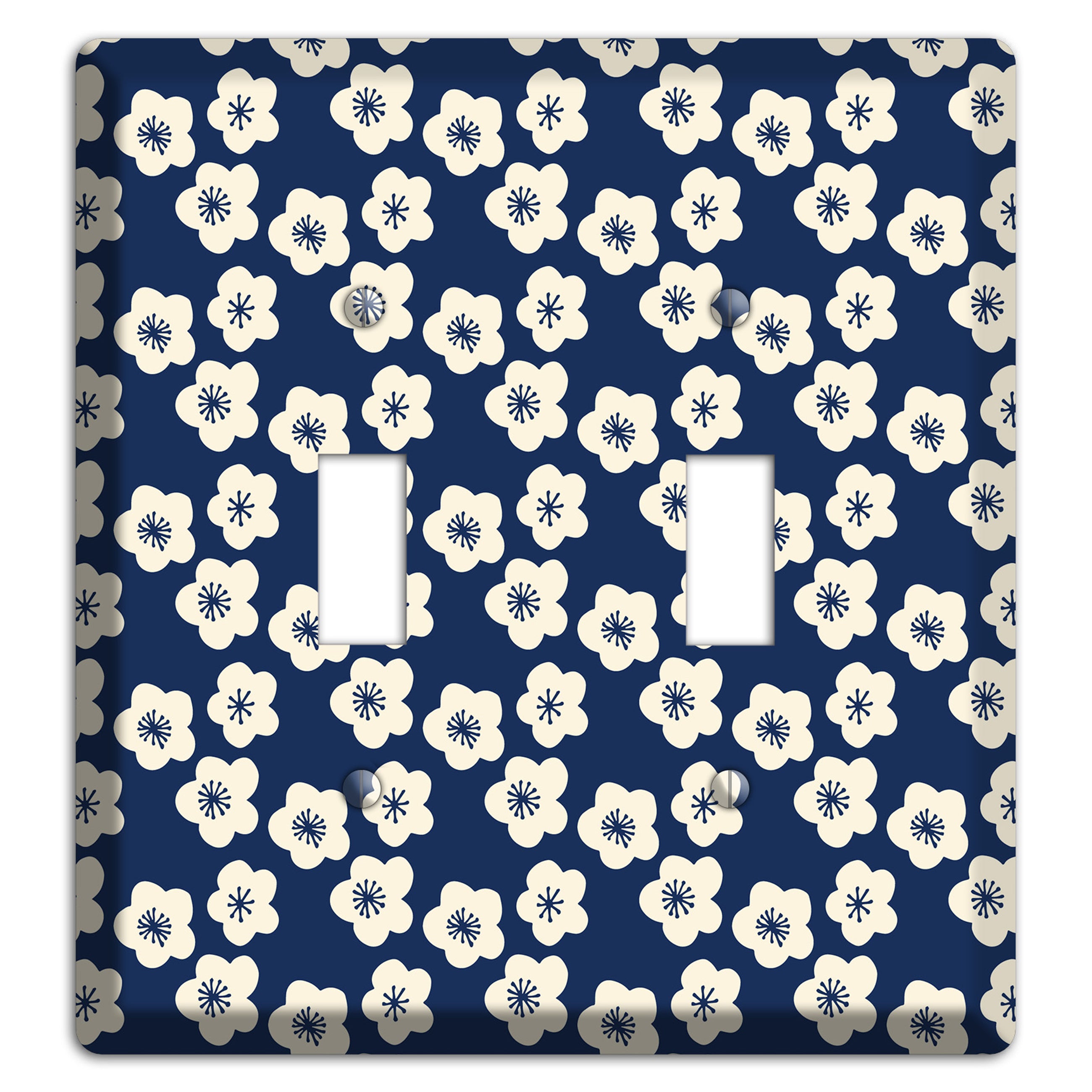 Navy Blossoms 2 Toggle Wallplate