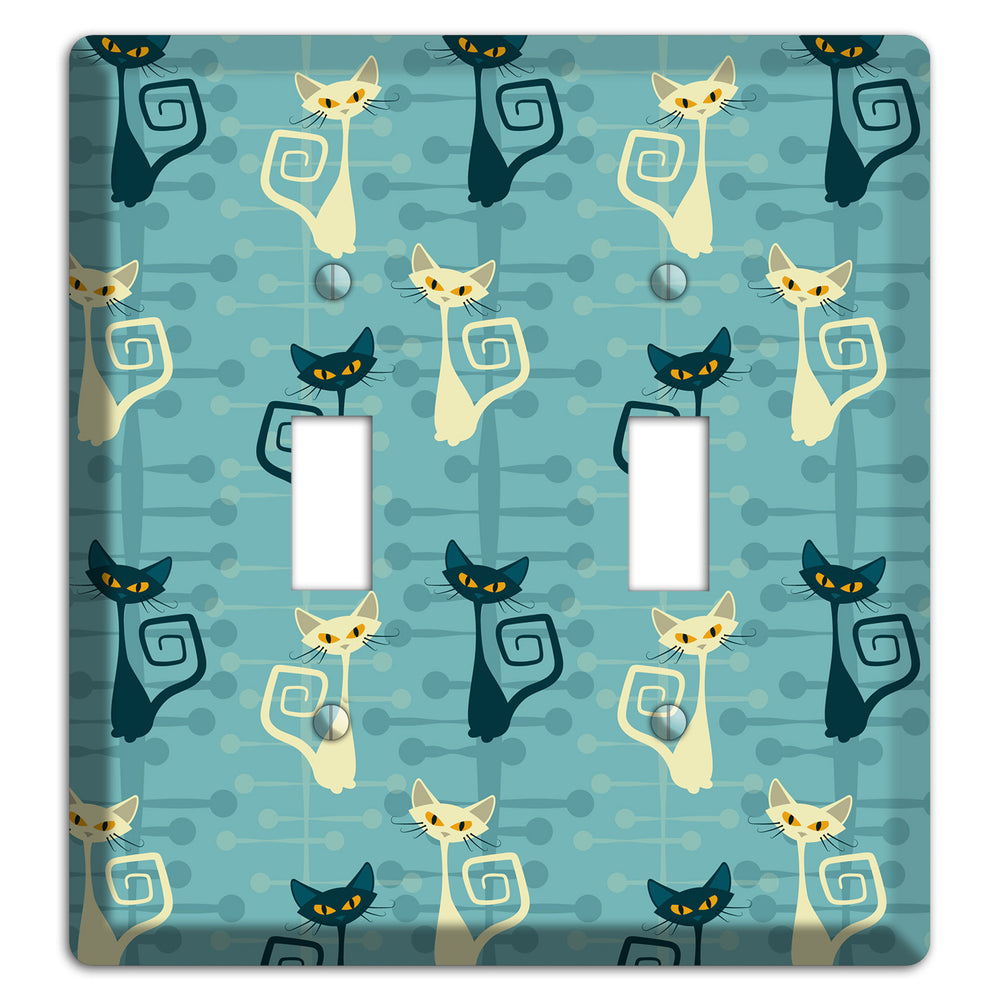 Black and Yellow Kitties 2 Toggle Wallplate