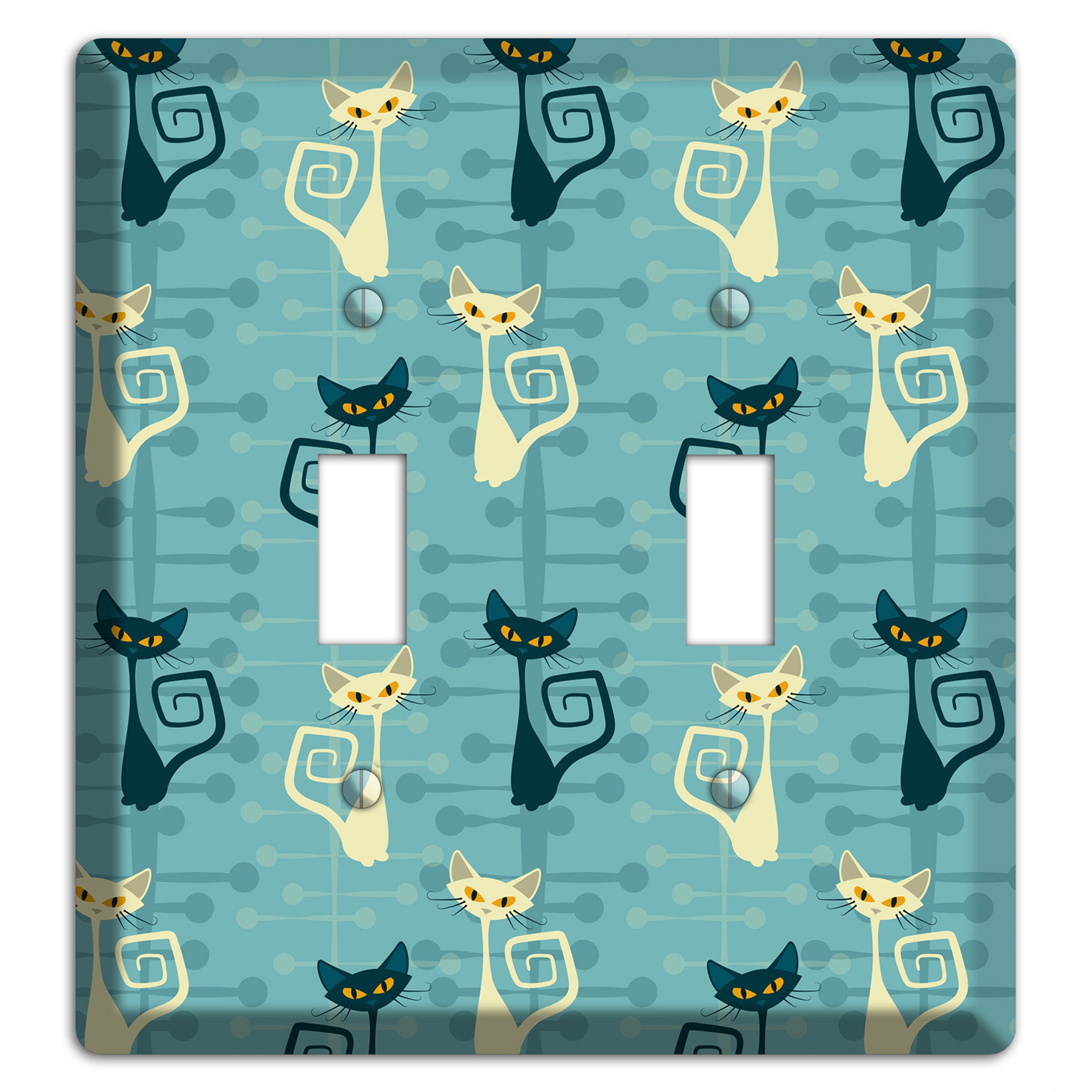 Black and Yellow Kitties 2 Toggle Wallplate
