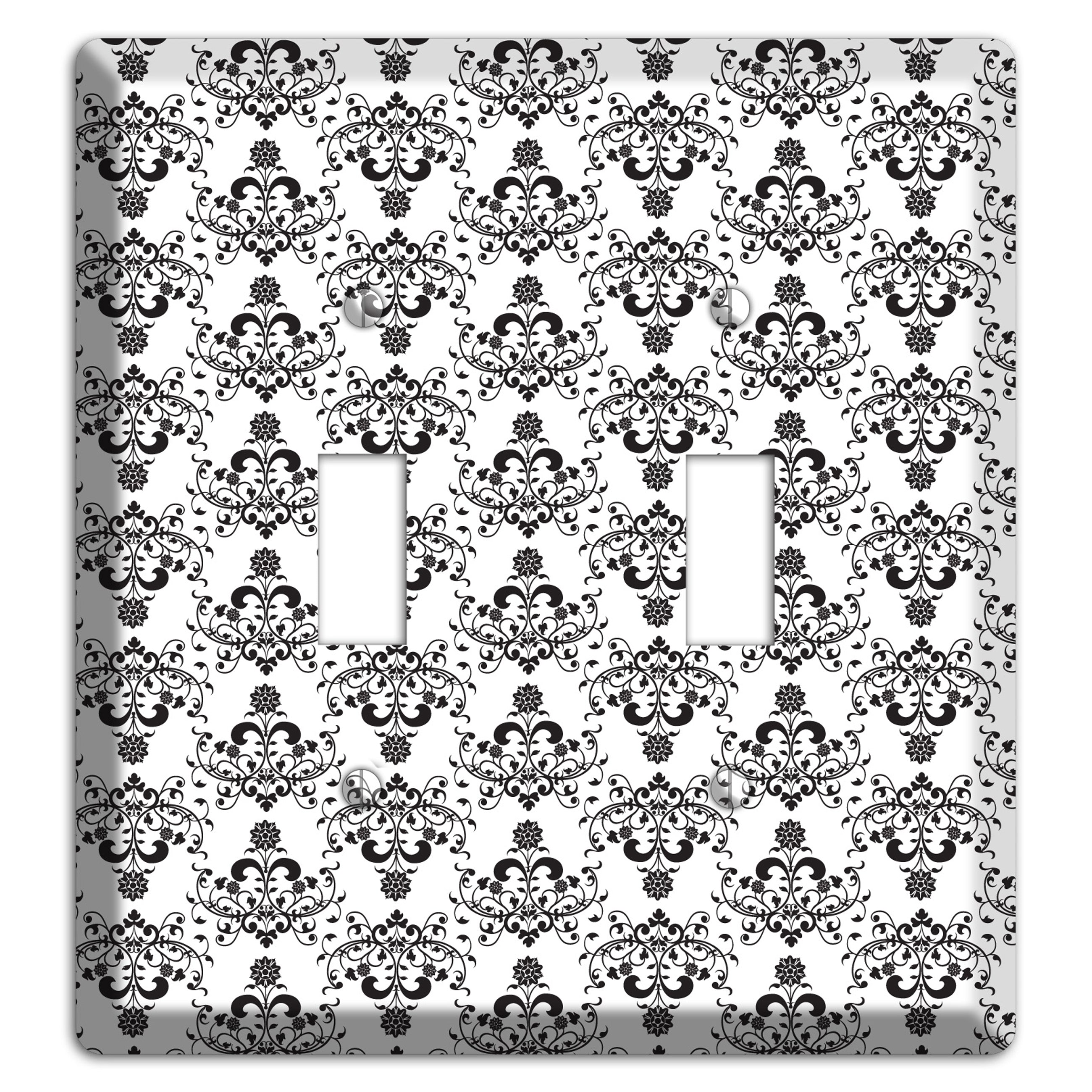 White with Black Cartouche Half Drop 2 Toggle Wallplate