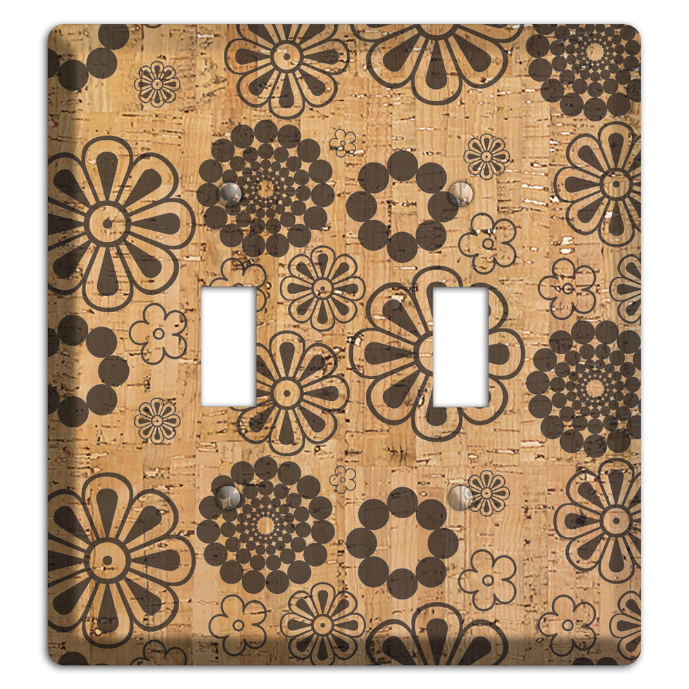 Retro Floral Cork 2 Toggle Wallplate