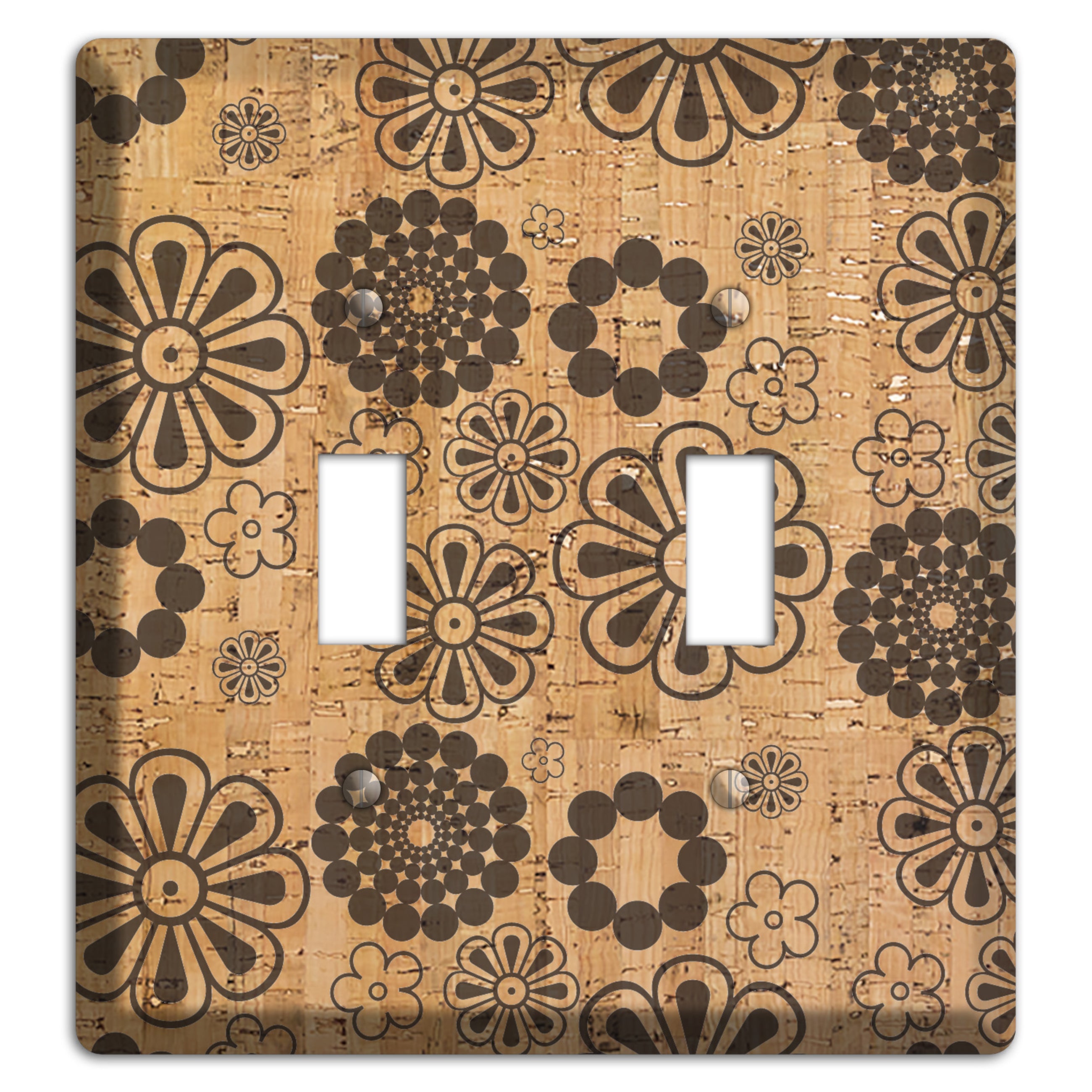Retro Floral Cork 2 Toggle Wallplate