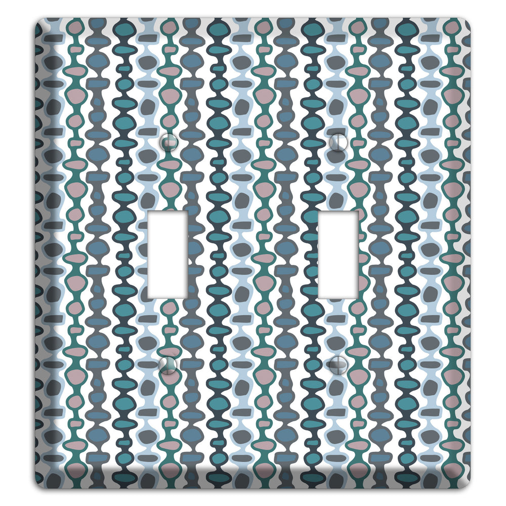 Grey and Multi Blue Bead and Reel 2 Toggle Wallplate