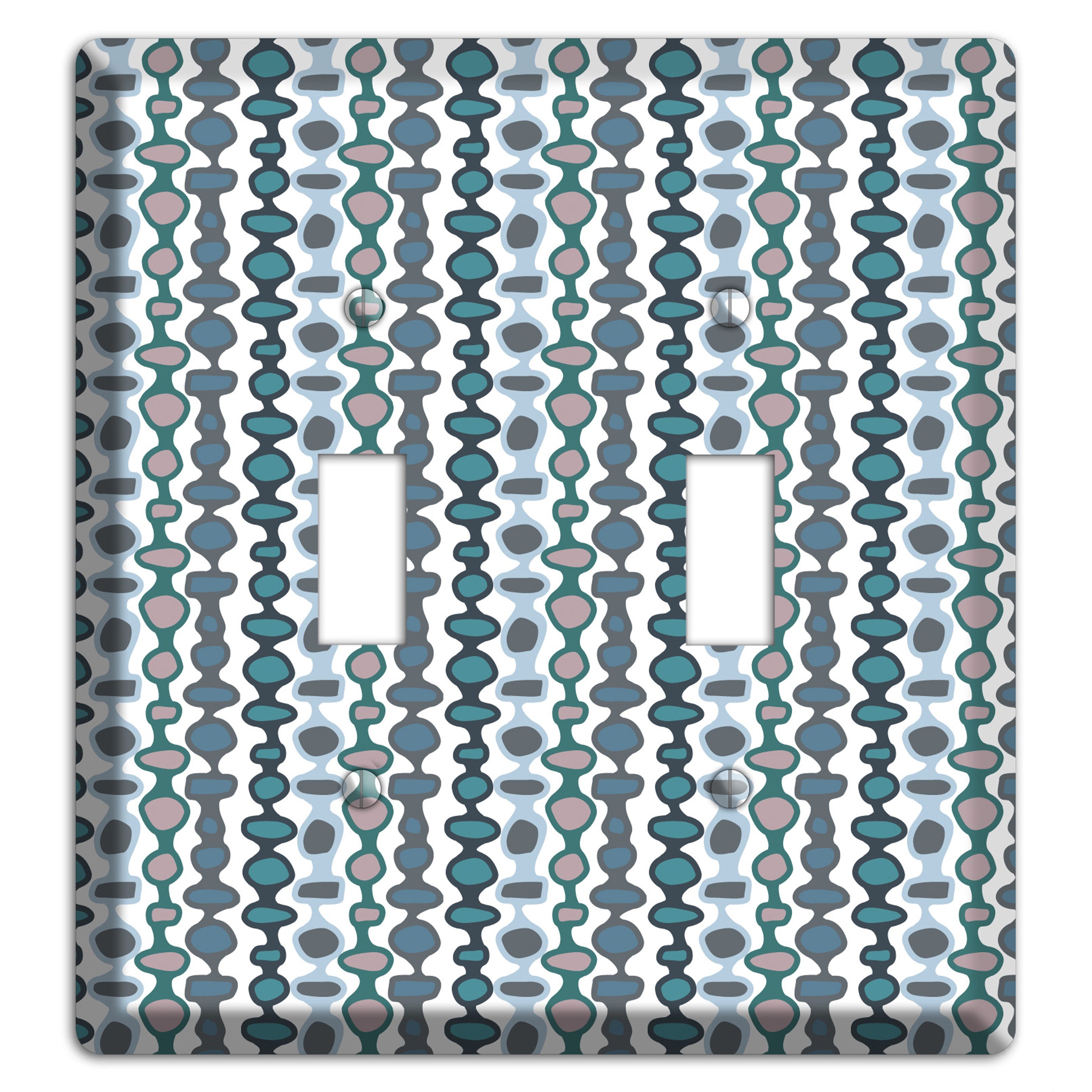 Grey and Multi Blue Bead and Reel 2 Toggle Wallplate