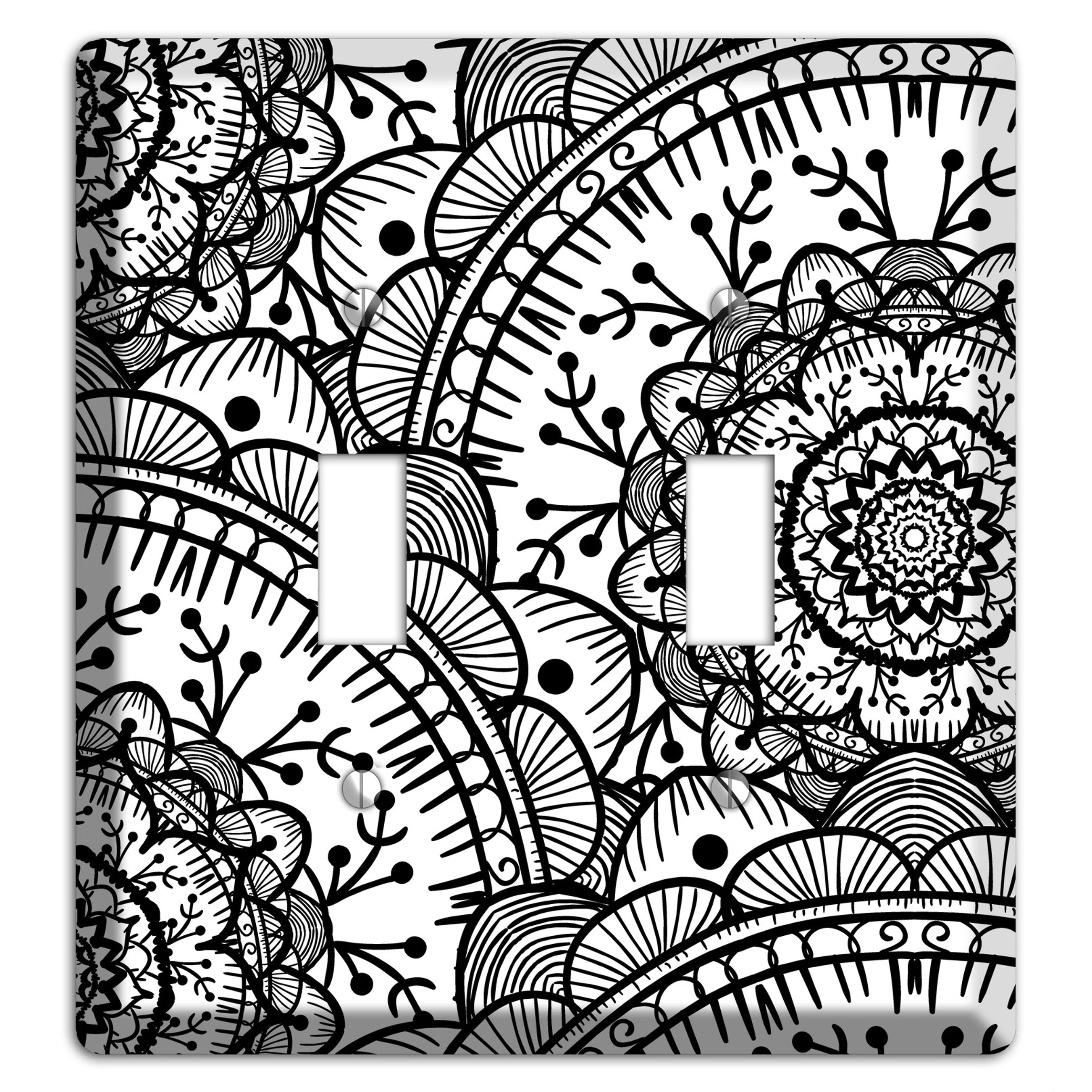 Mandala Black and White Style Q Cover Plates 2 Toggle Wallplate