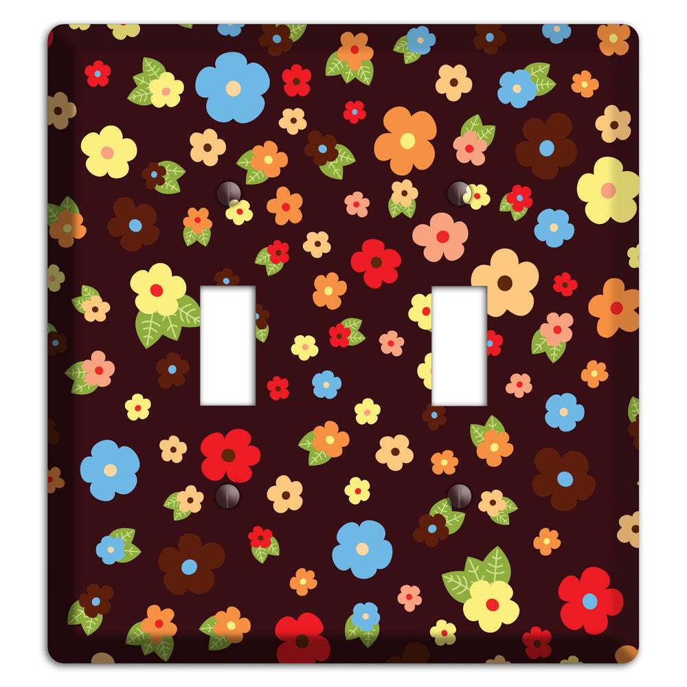 Brown Tiny Delicate Flowers 2 Toggle Wallplate