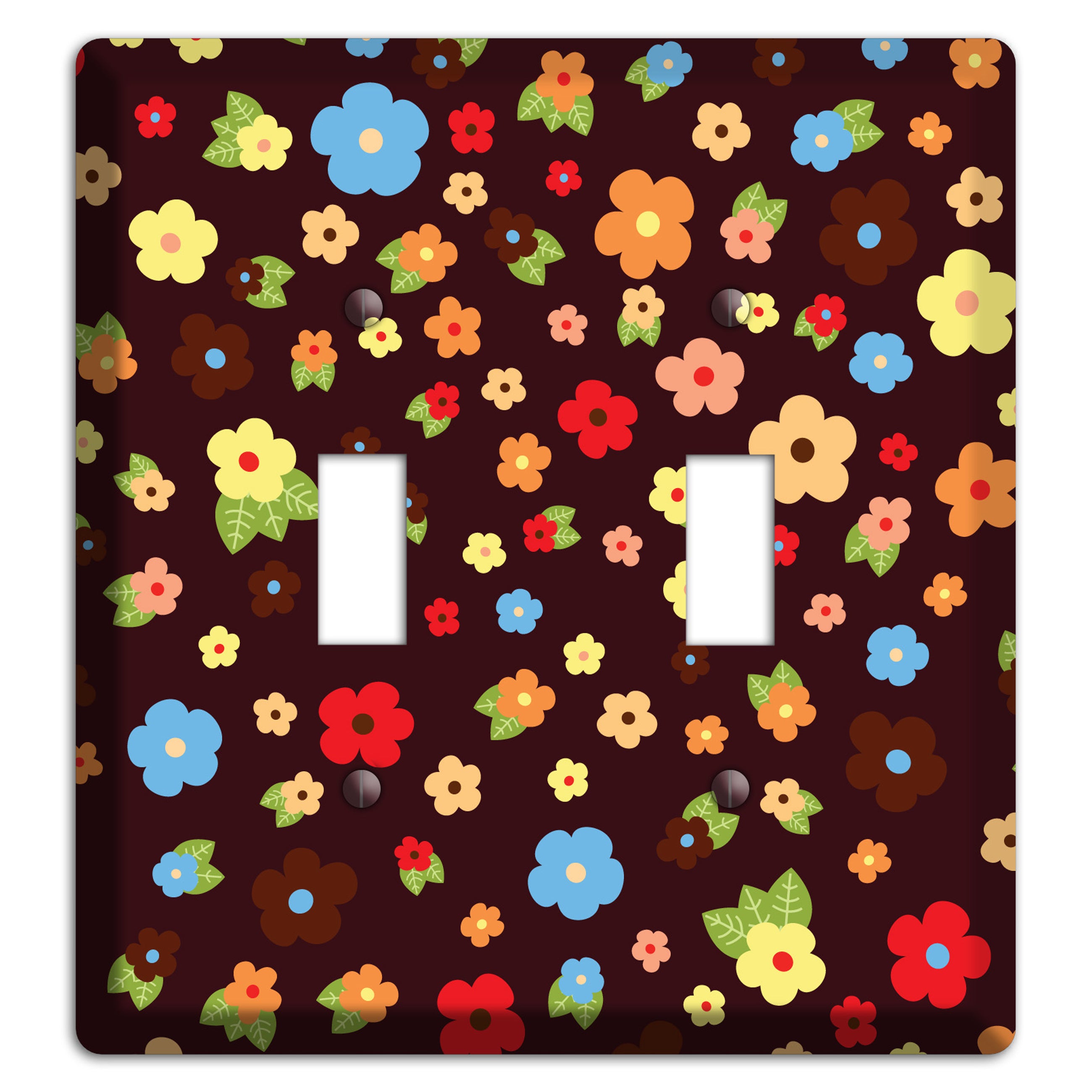 Brown Tiny Delicate Flowers 2 Toggle Wallplate