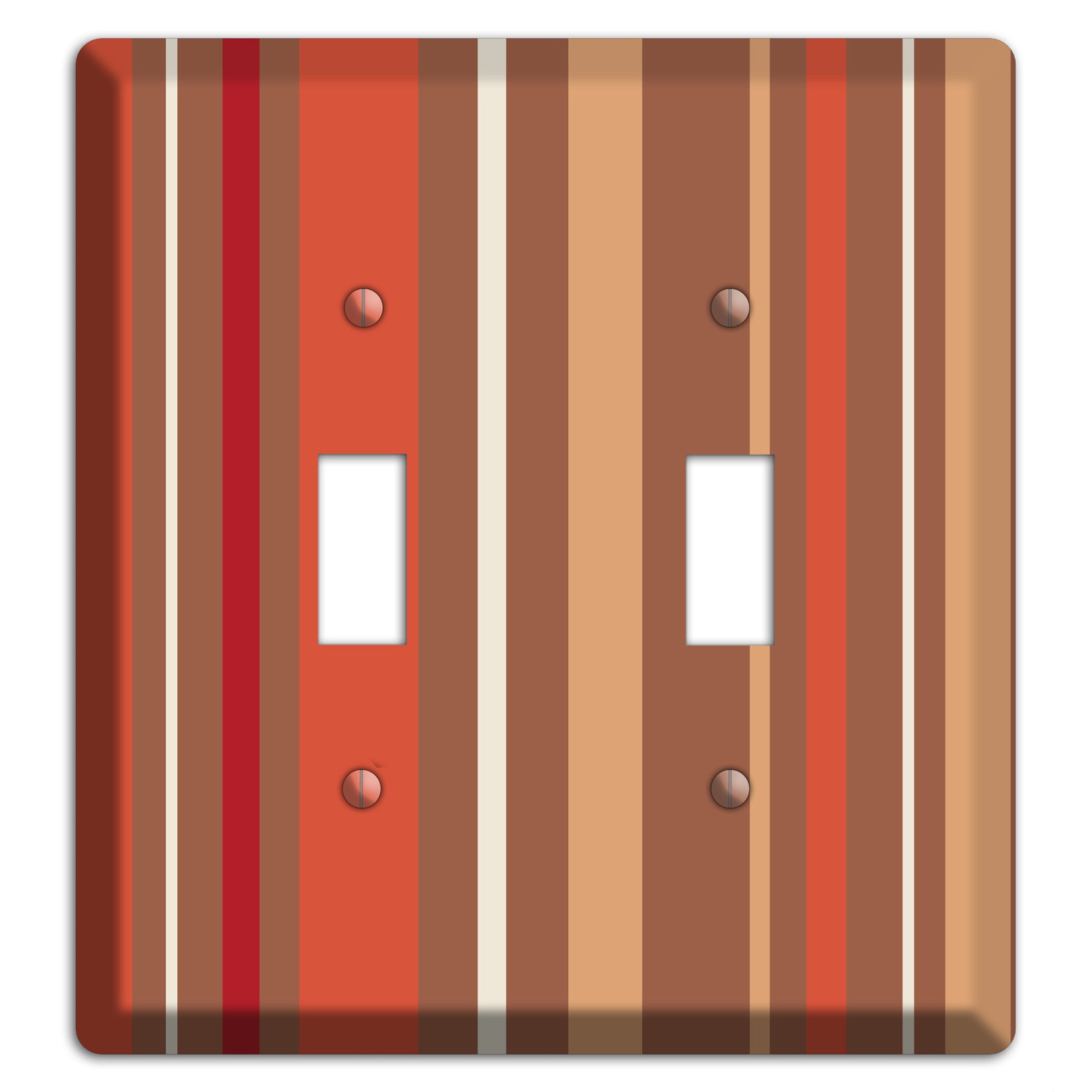 Multi Coral Vertical Stripe 2 Toggle Wallplate