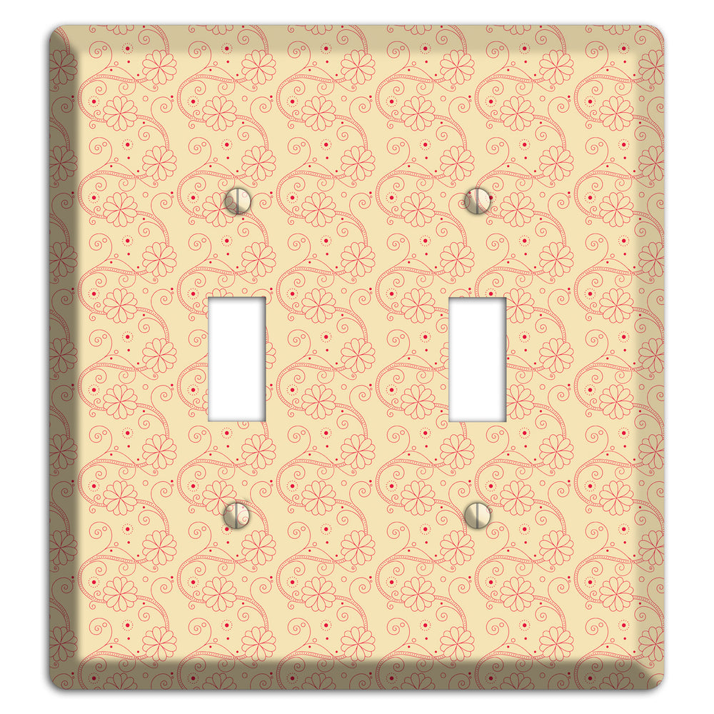 Tiny Off White Floral Swirl 2 Toggle Wallplate