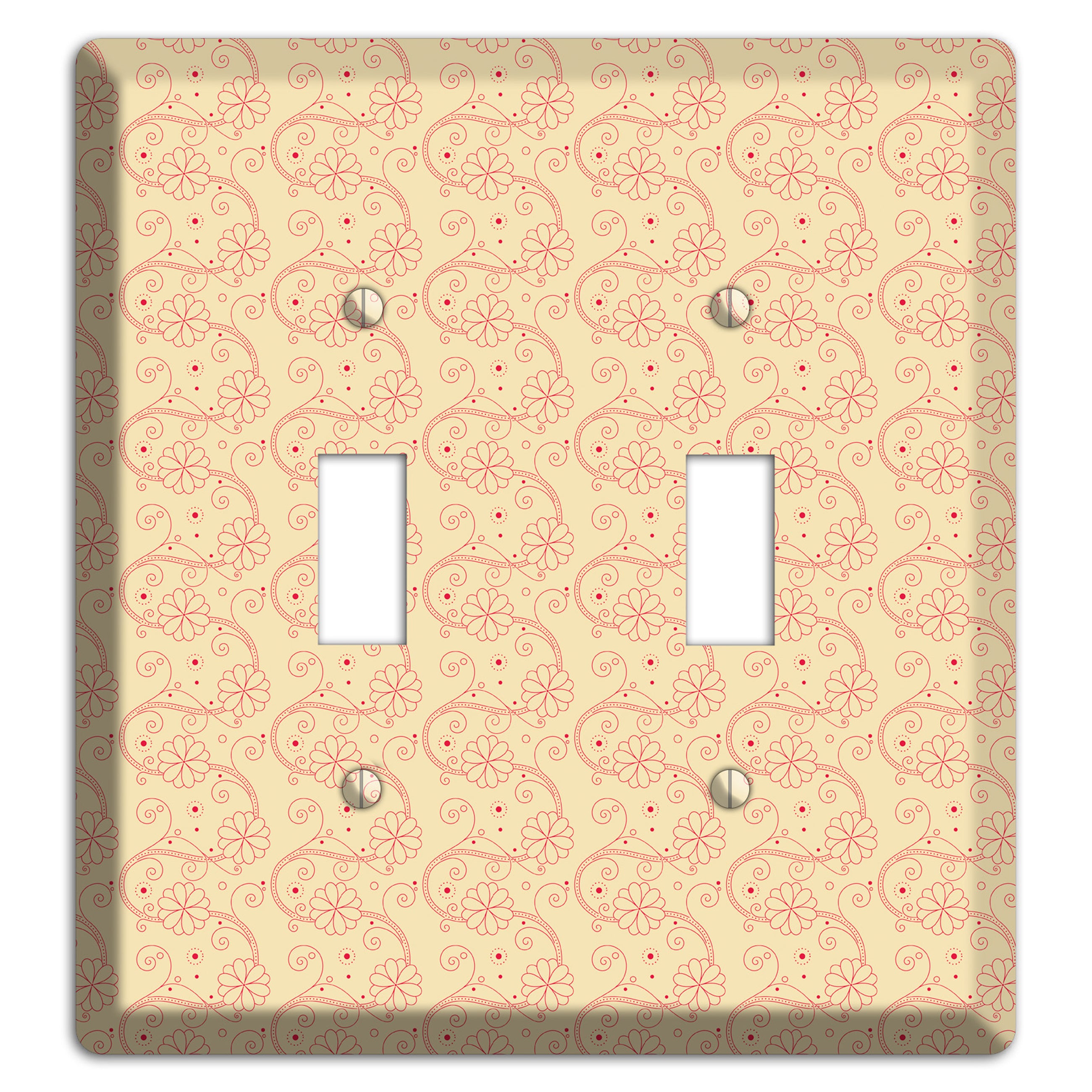 Tiny Off White Floral Swirl 2 Toggle Wallplate