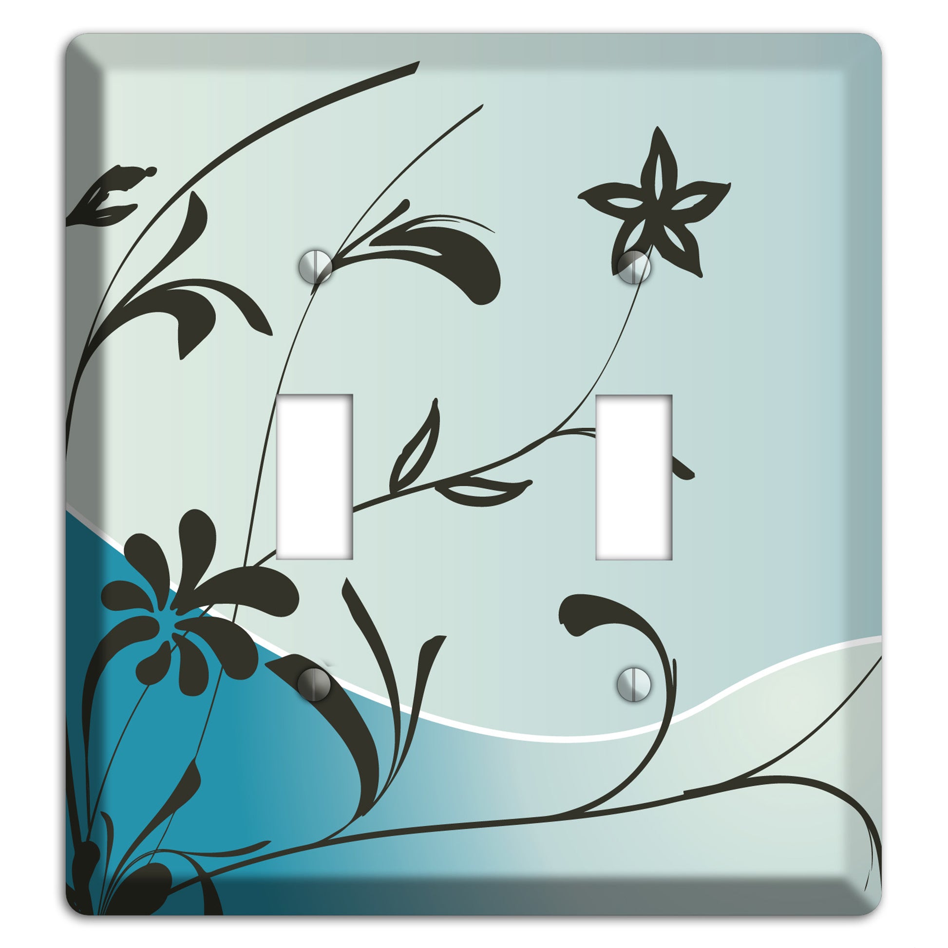 Blue-grey Floral Sprig 2 Toggle Wallplate