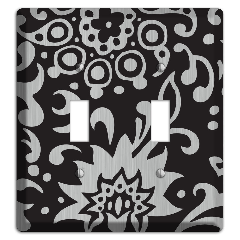 Black Boteh Stainless Steel 2 Toggle Wallplate