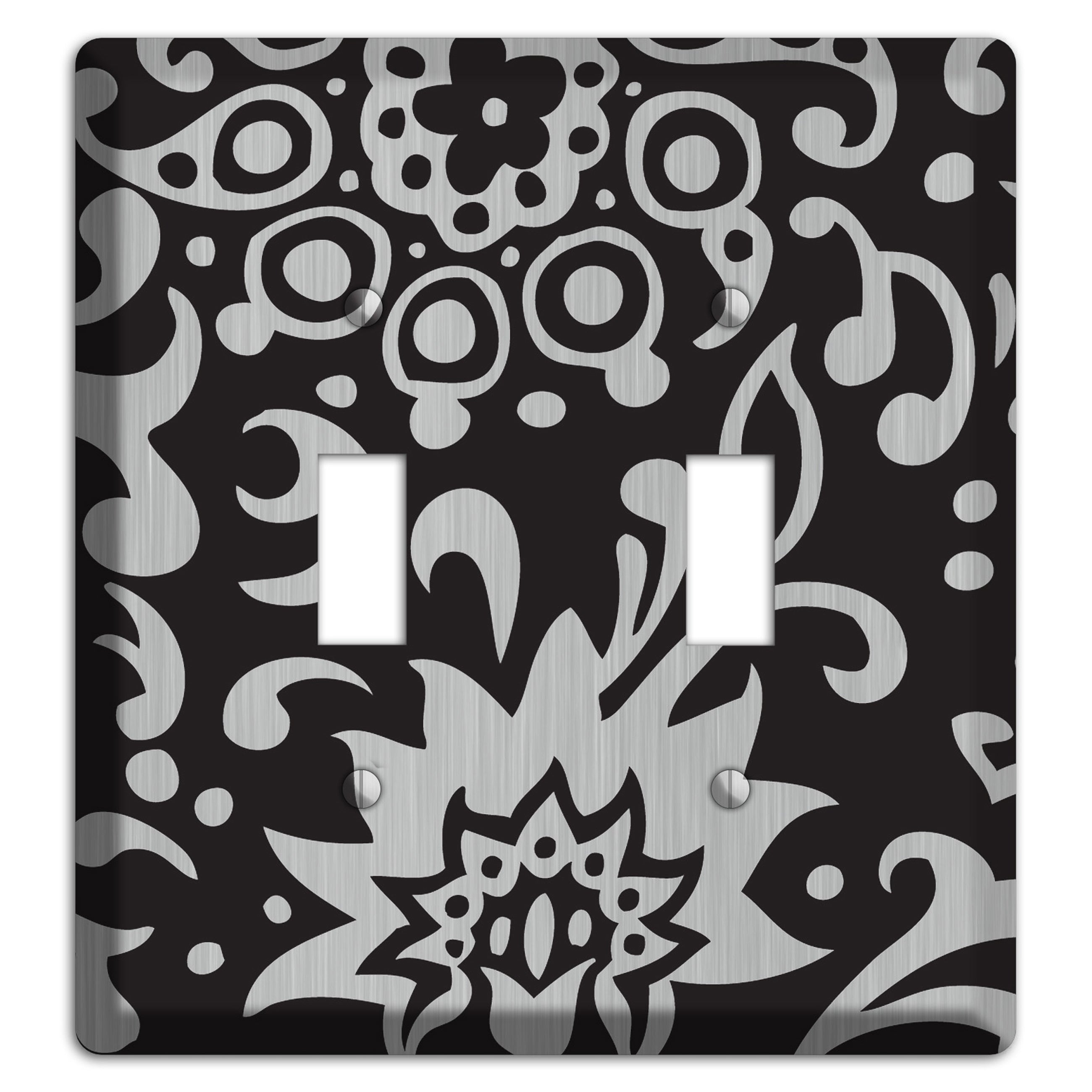 Black Boteh  Stainless 2 Toggle Wallplate