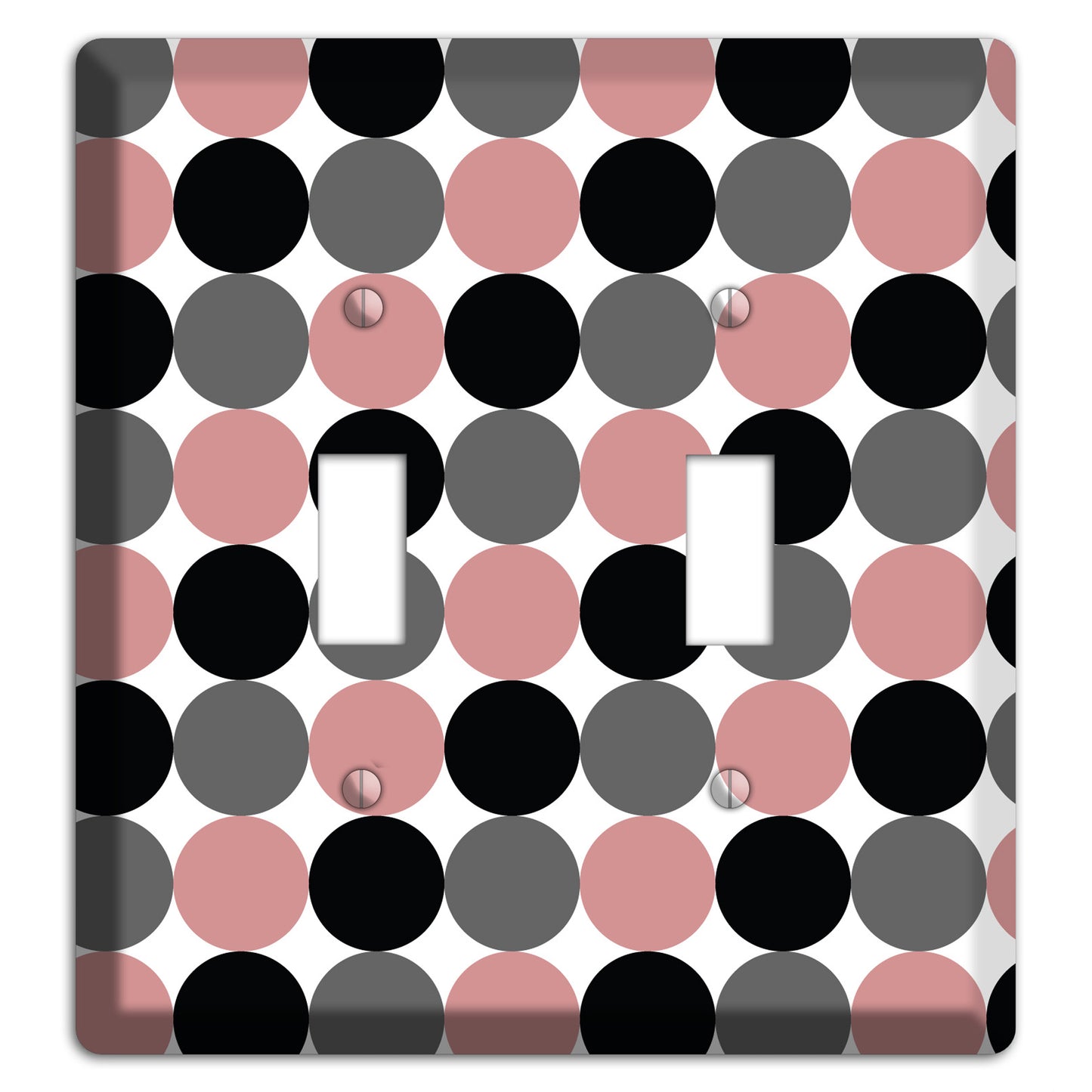 Grey Pink Black Tiled Dots 2 Toggle Wallplate