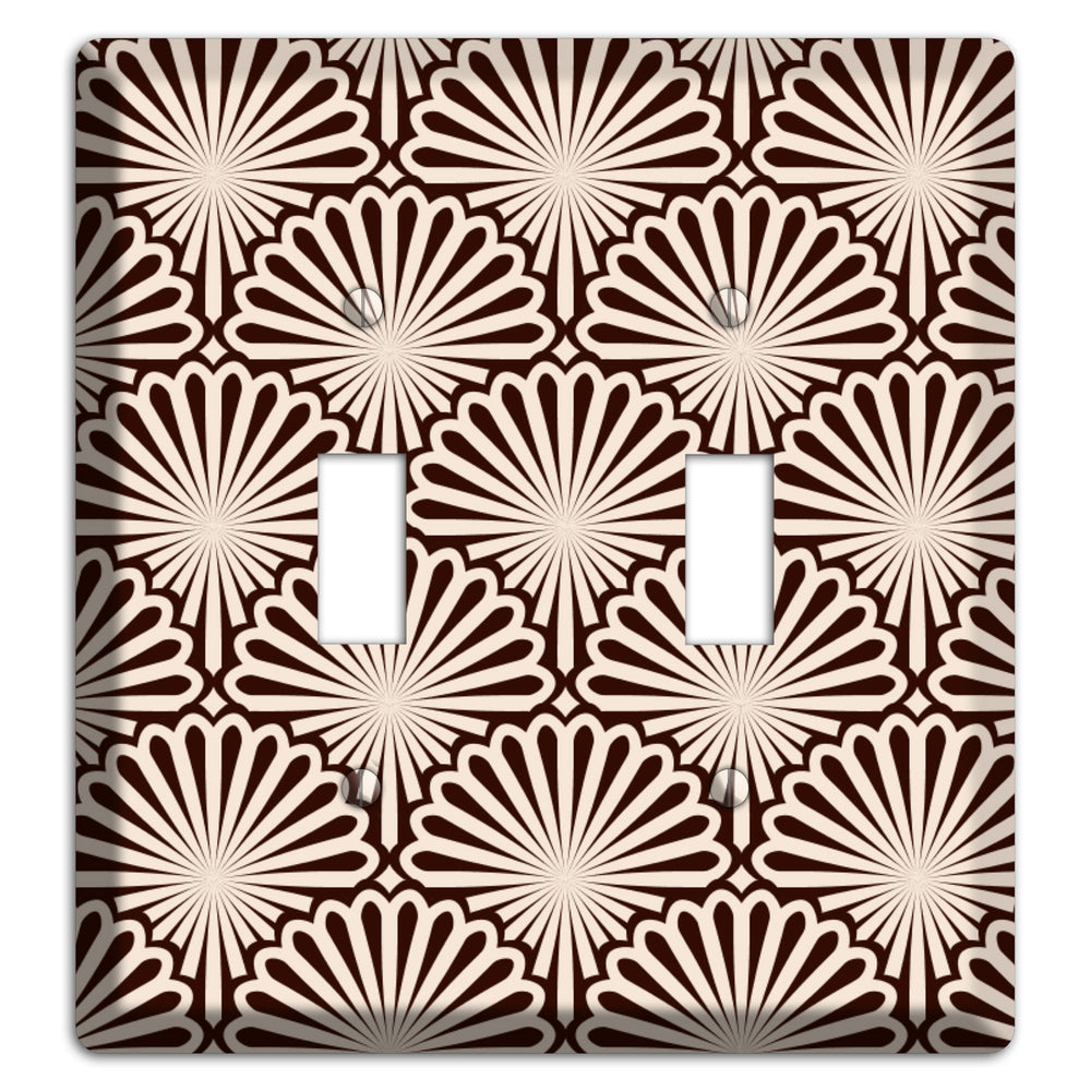 Black and White Deco Scallop Fans 2 Toggle Wallplate
