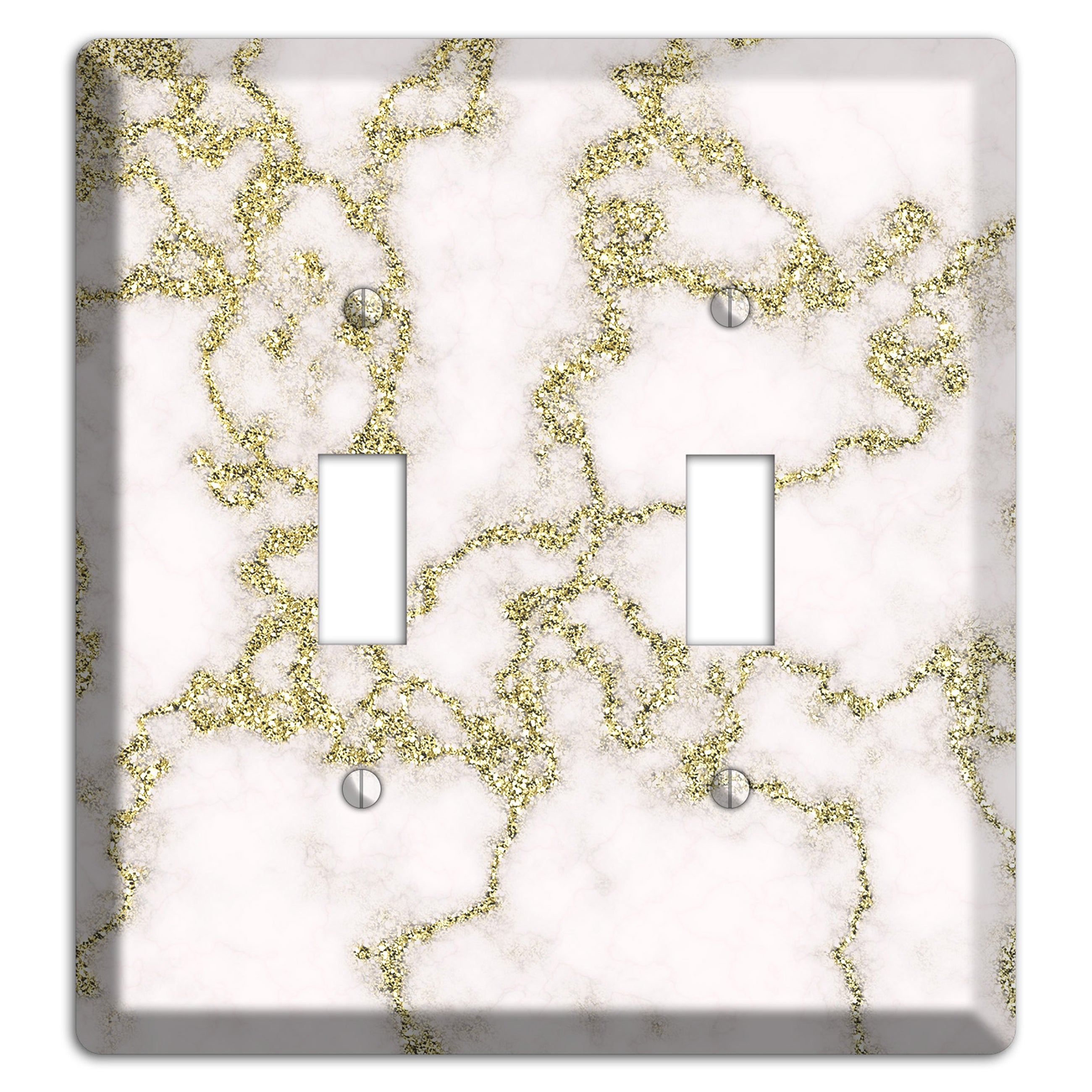 White and Gold Marble Shatter 2 Toggle Wallplate
