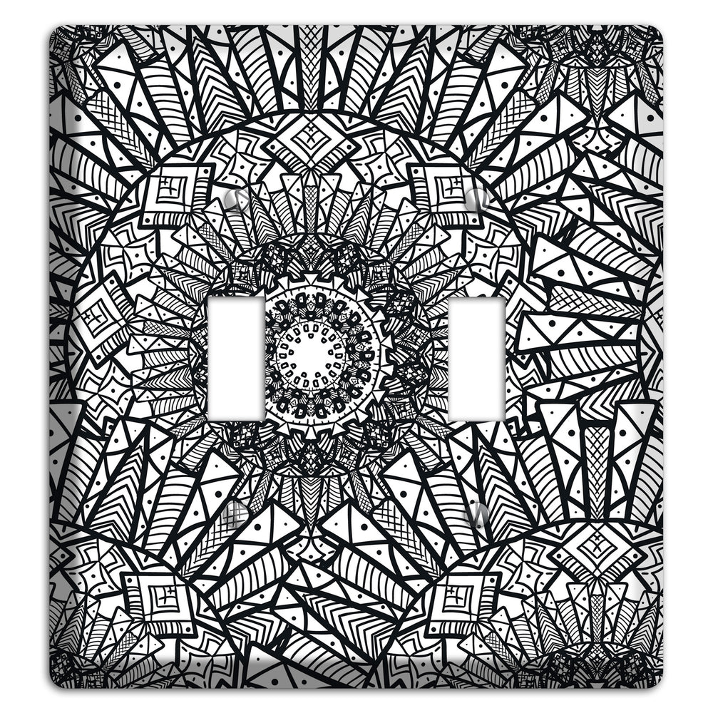 Mandala Black and White Style X Cover Plates 2 Toggle Wallplate