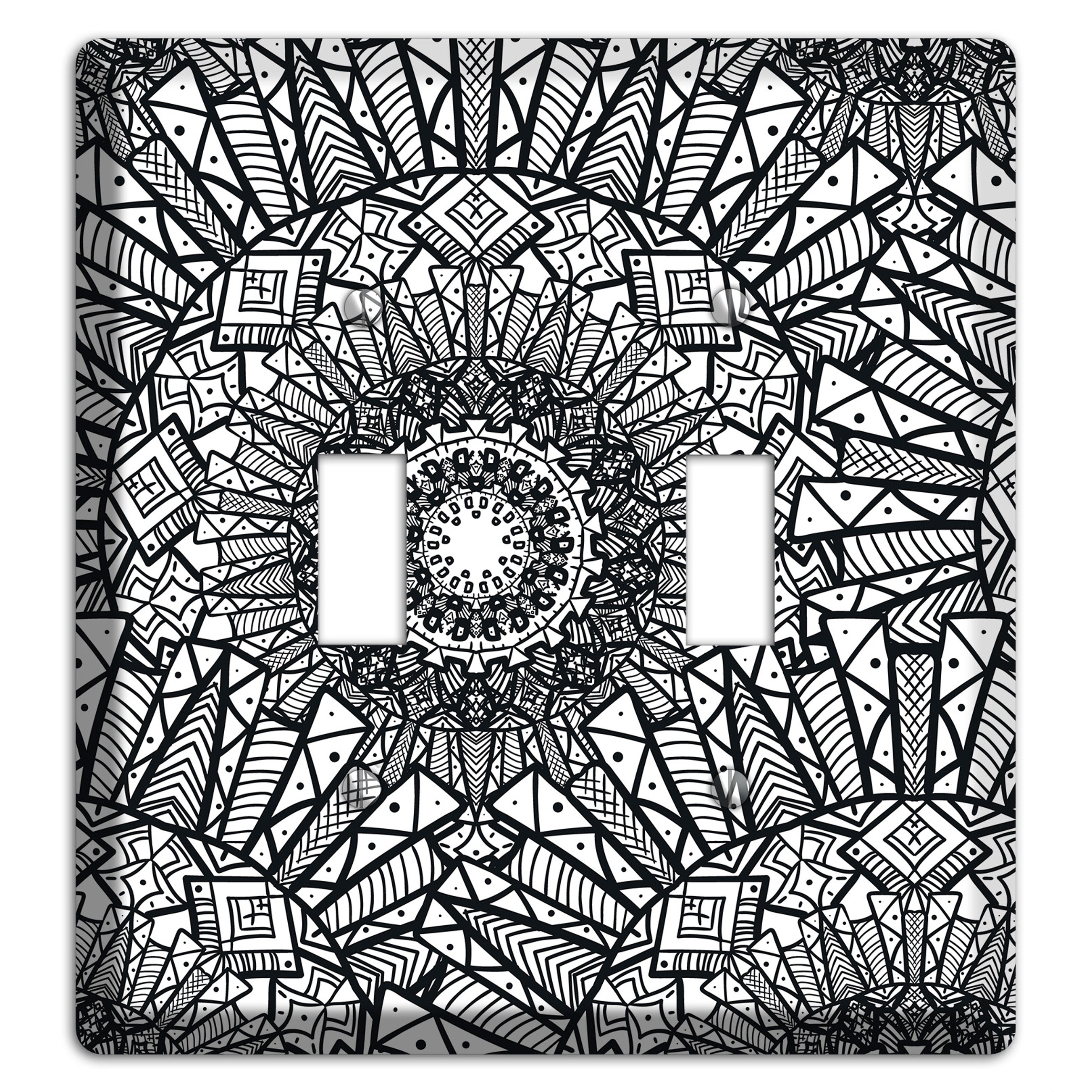 Mandala Black and White Style X Cover Plates 2 Toggle Wallplate