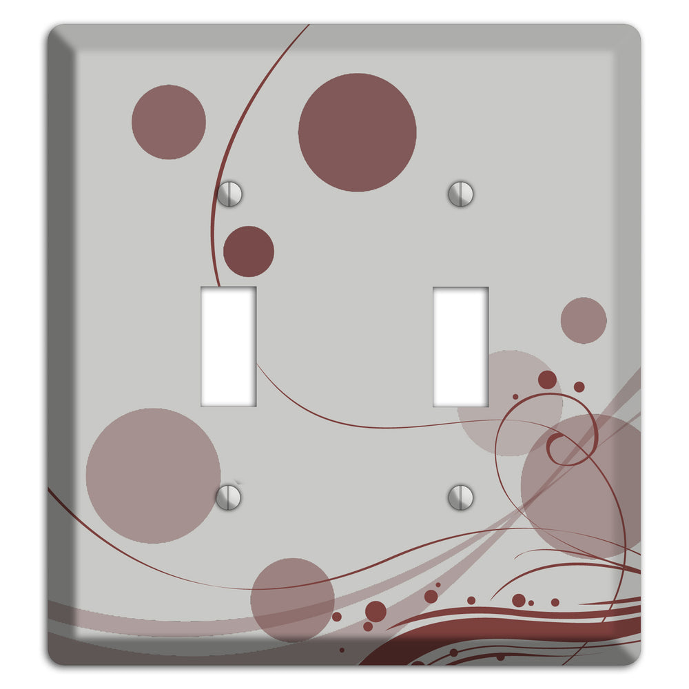 Grey with Maroon Dots and Swirls 2 Toggle Wallplate