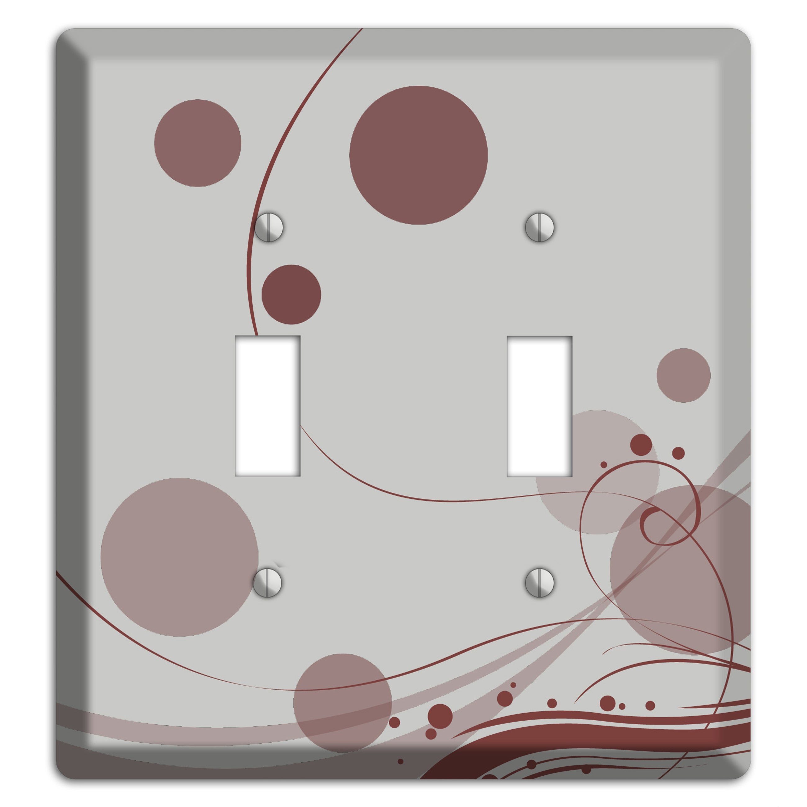 Grey with Maroon Dots and Swirls 2 Toggle Wallplate