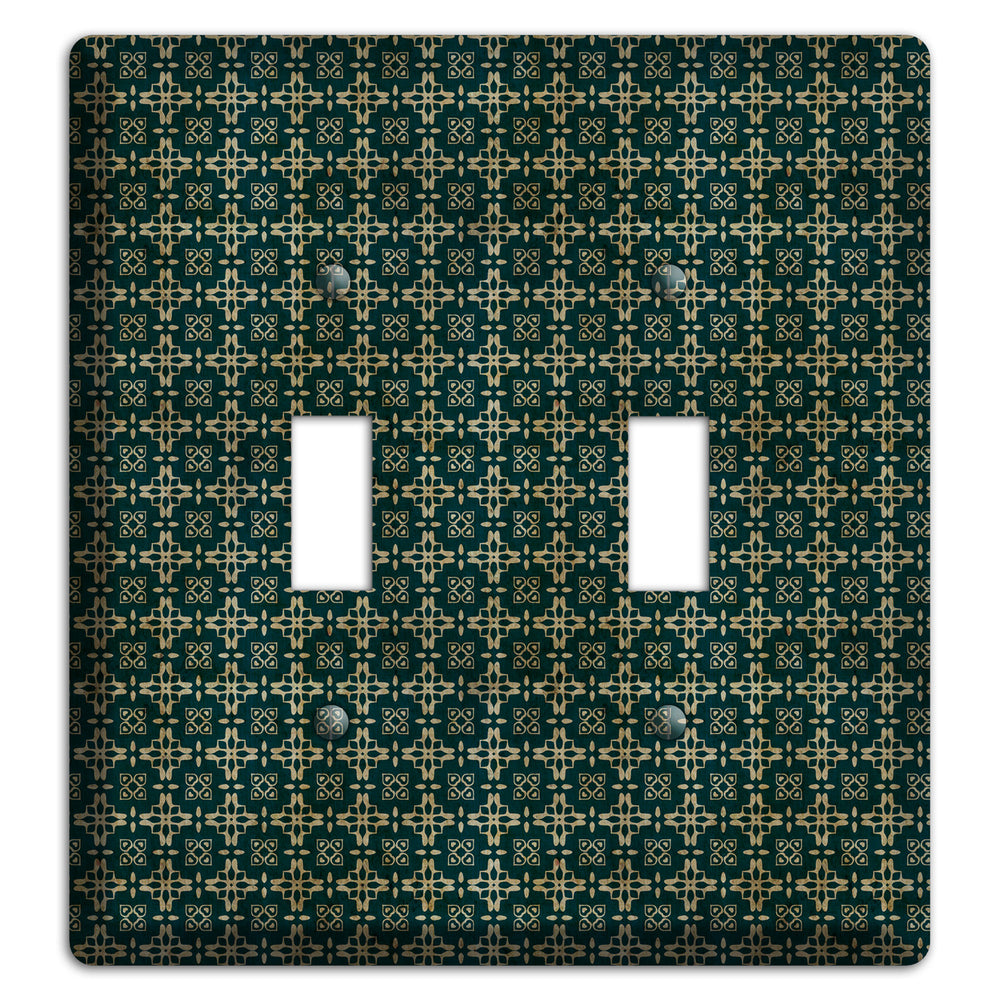 Dark Green Grunge Arabesque 2 Toggle Wallplate
