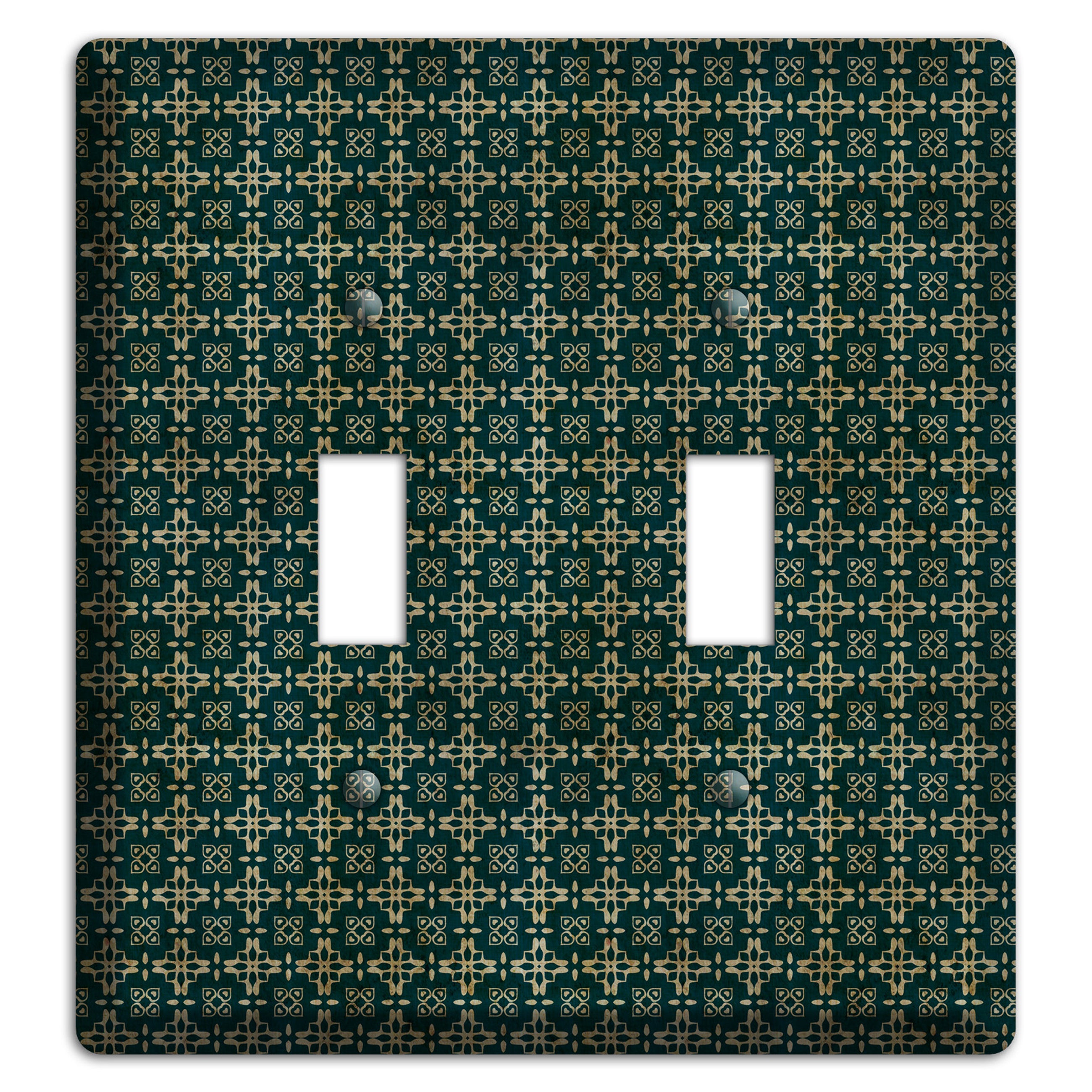 Dark Green Grunge Arabesque 2 Toggle Wallplate