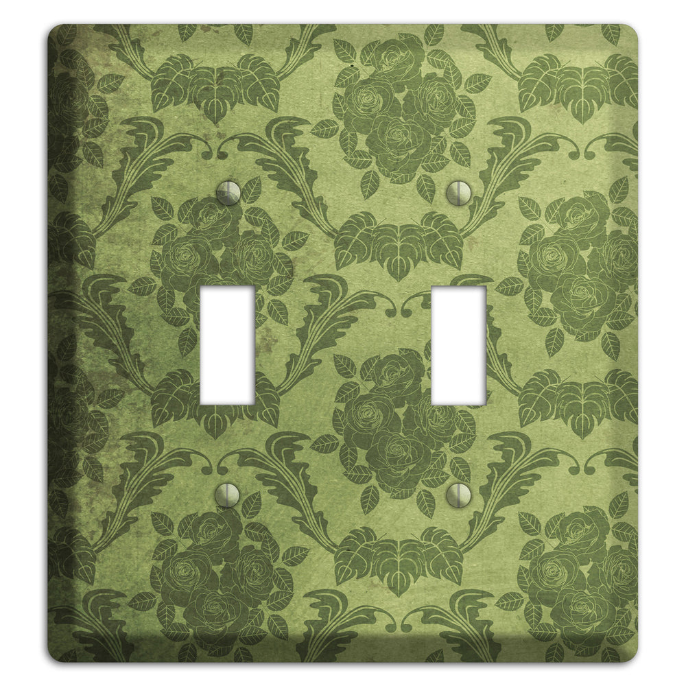 Green Smoke Vintage Rose Damask 2 Toggle Wallplate