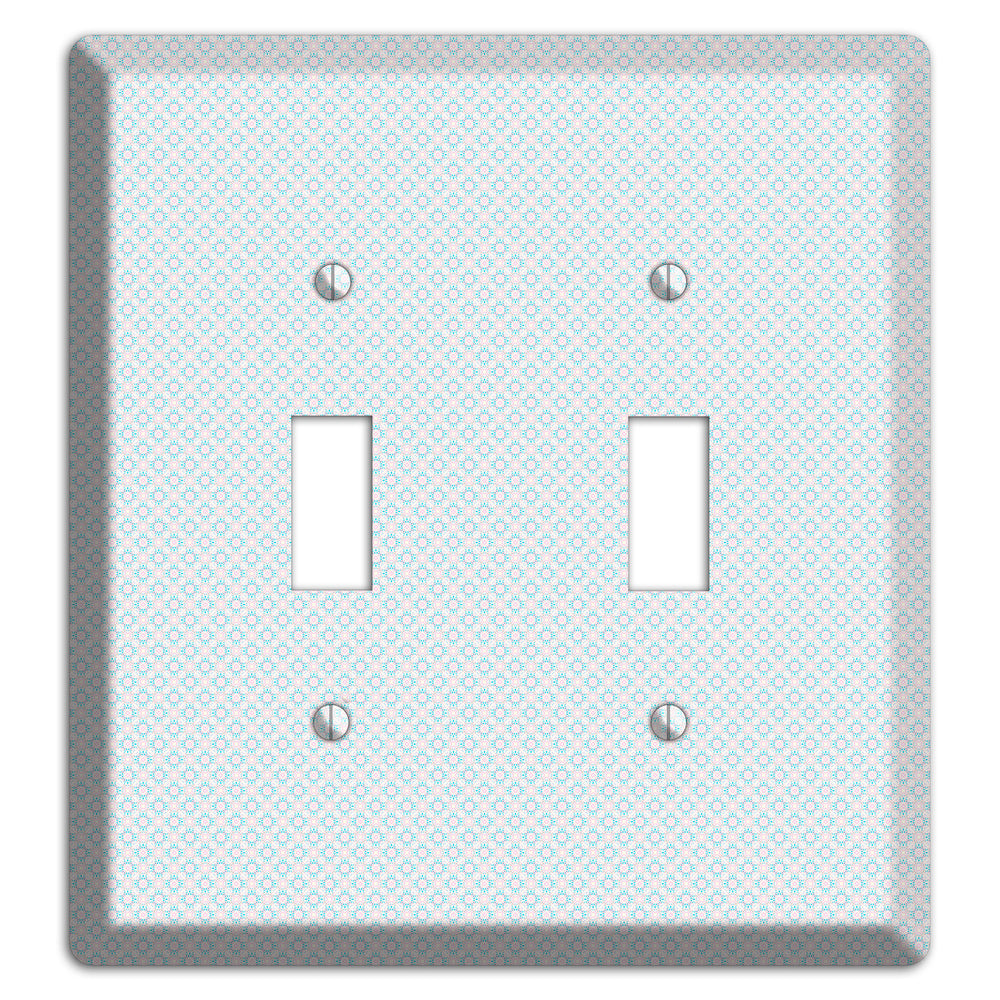 White with Light Blue Tiny Arabesque 2 Toggle Wallplate