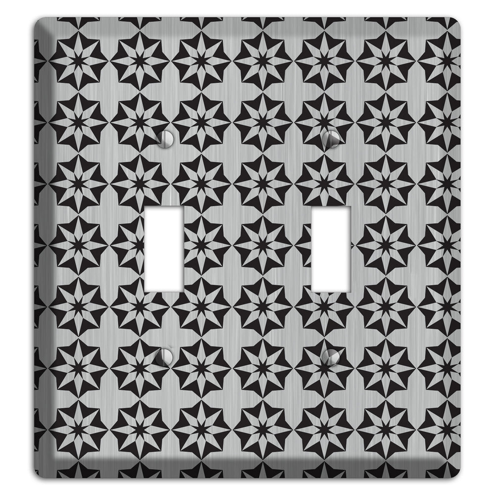 Stainless Steel with Black Foulard 2 Toggle Wallplate