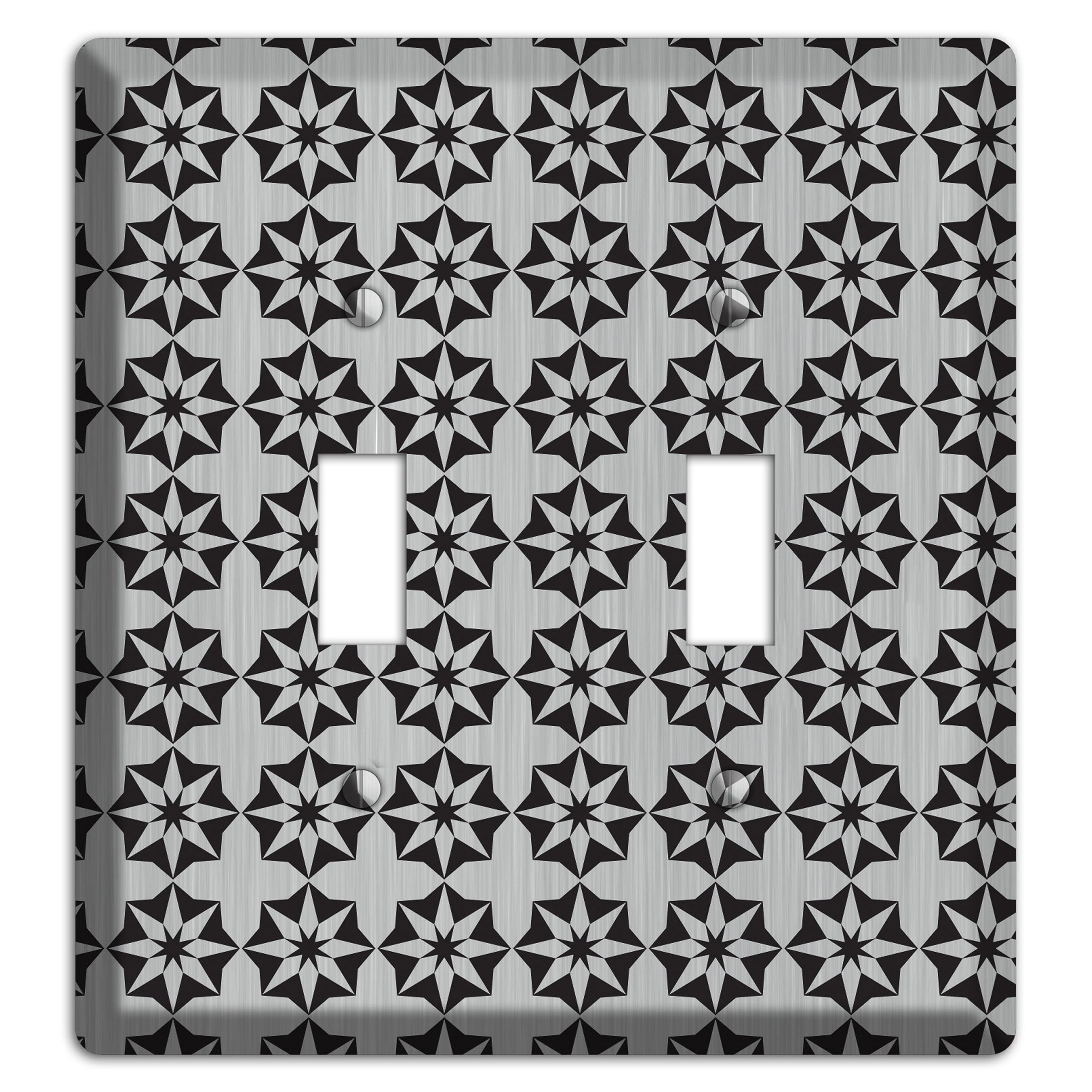 Stainless with Black Foulard 2 Toggle Wallplate