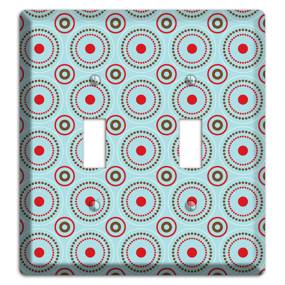 Dusty Blue with Red and Brown Retro Suzani 2 Toggle Wallplate