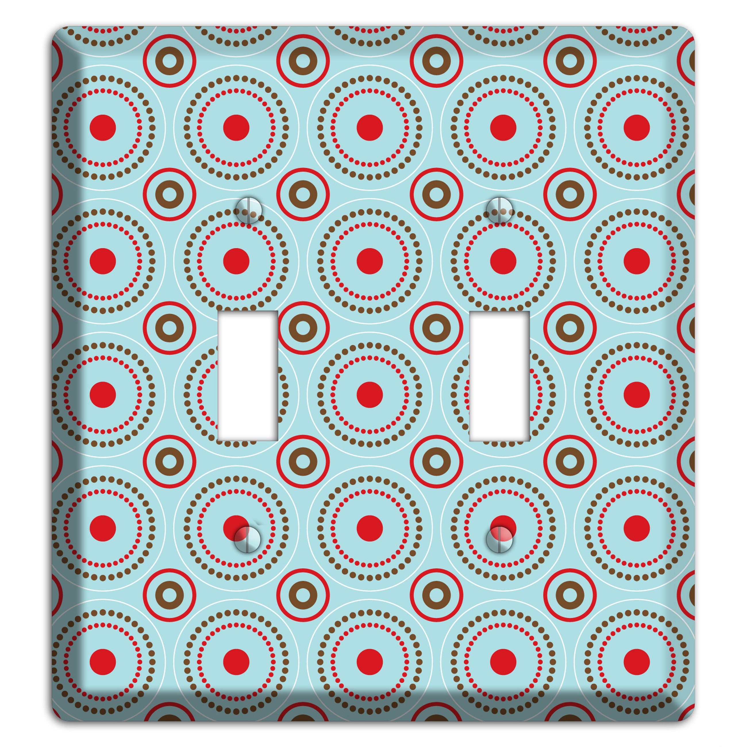 Dusty Blue with Red and Brown Retro Suzani 2 Toggle Wallplate