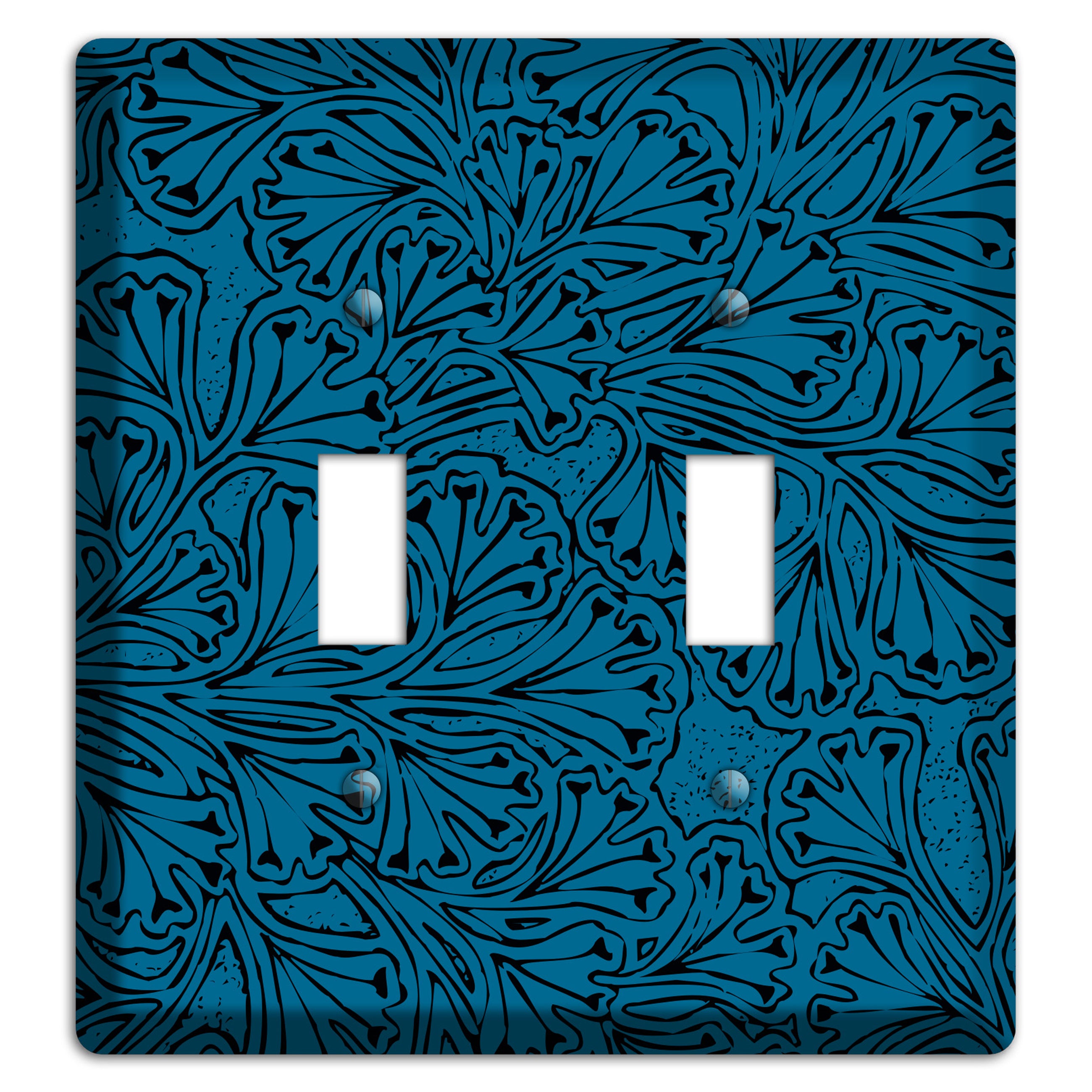 Deco Blue Interlocking Floral 2 Toggle Wallplate