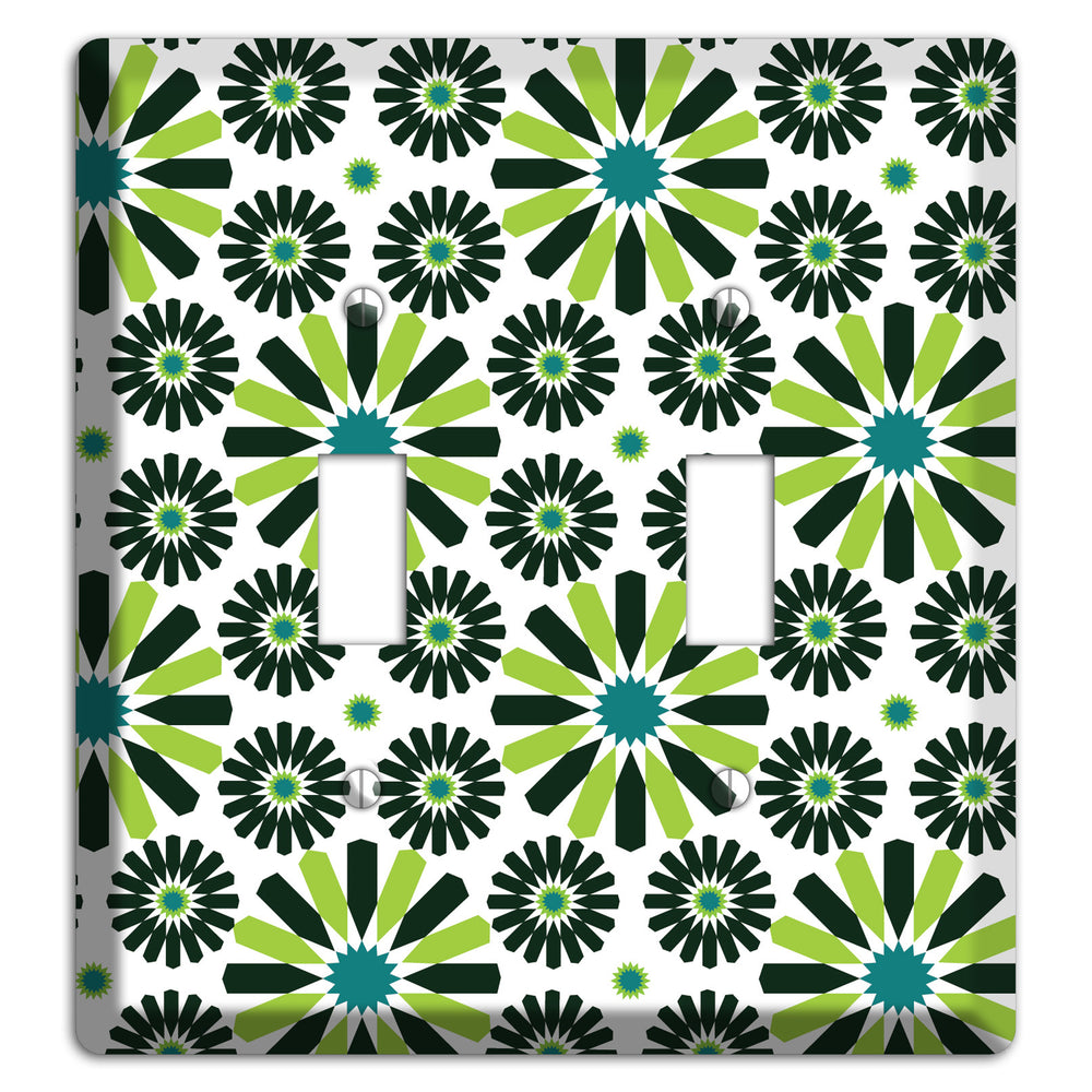 Lime and Teal Scandinavian Floral 2 Toggle Wallplate