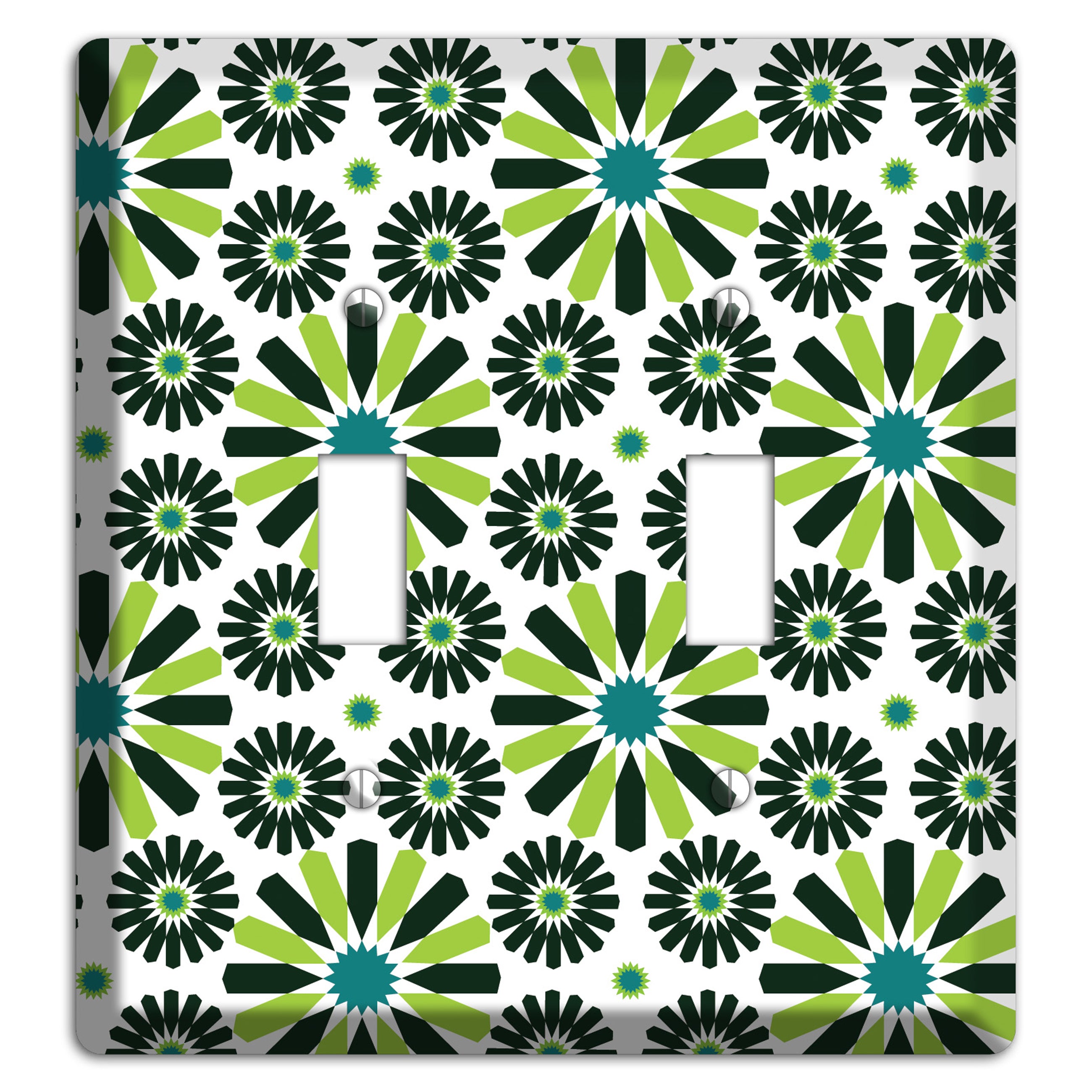 Lime and Teal Scandinavian Floral 2 Toggle Wallplate