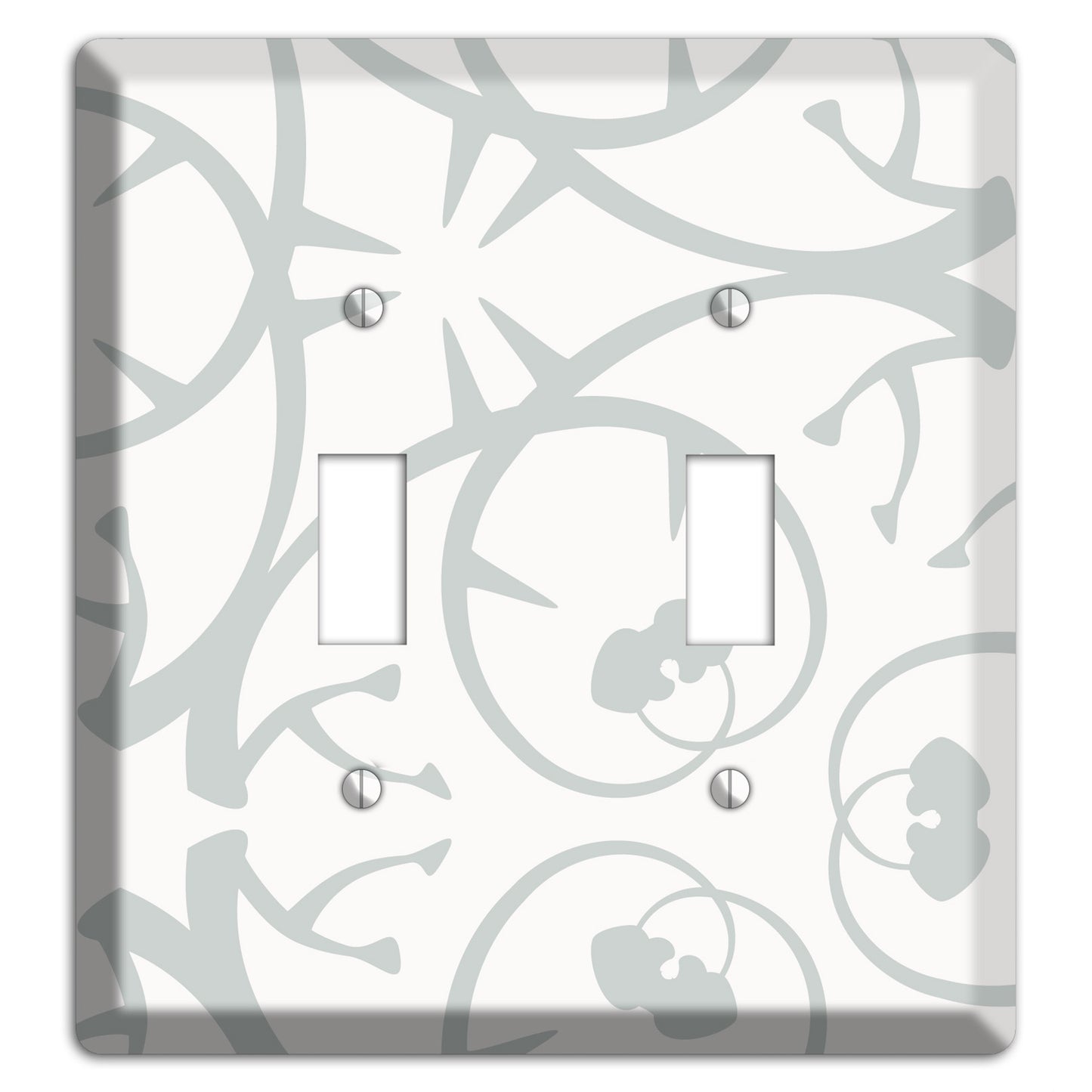 White with Grey Abstract Swirl 2 Toggle Wallplate