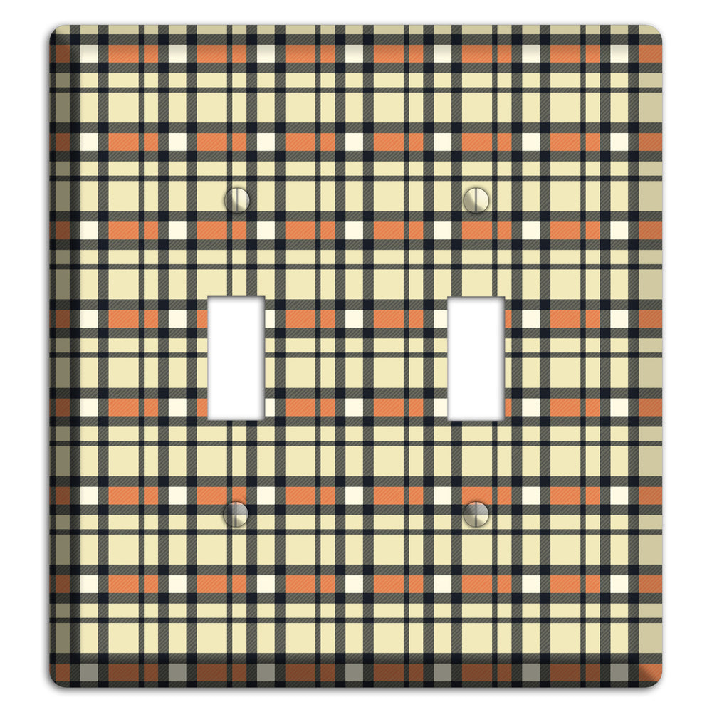 Beige and Brown Plaid 2 Toggle Wallplate