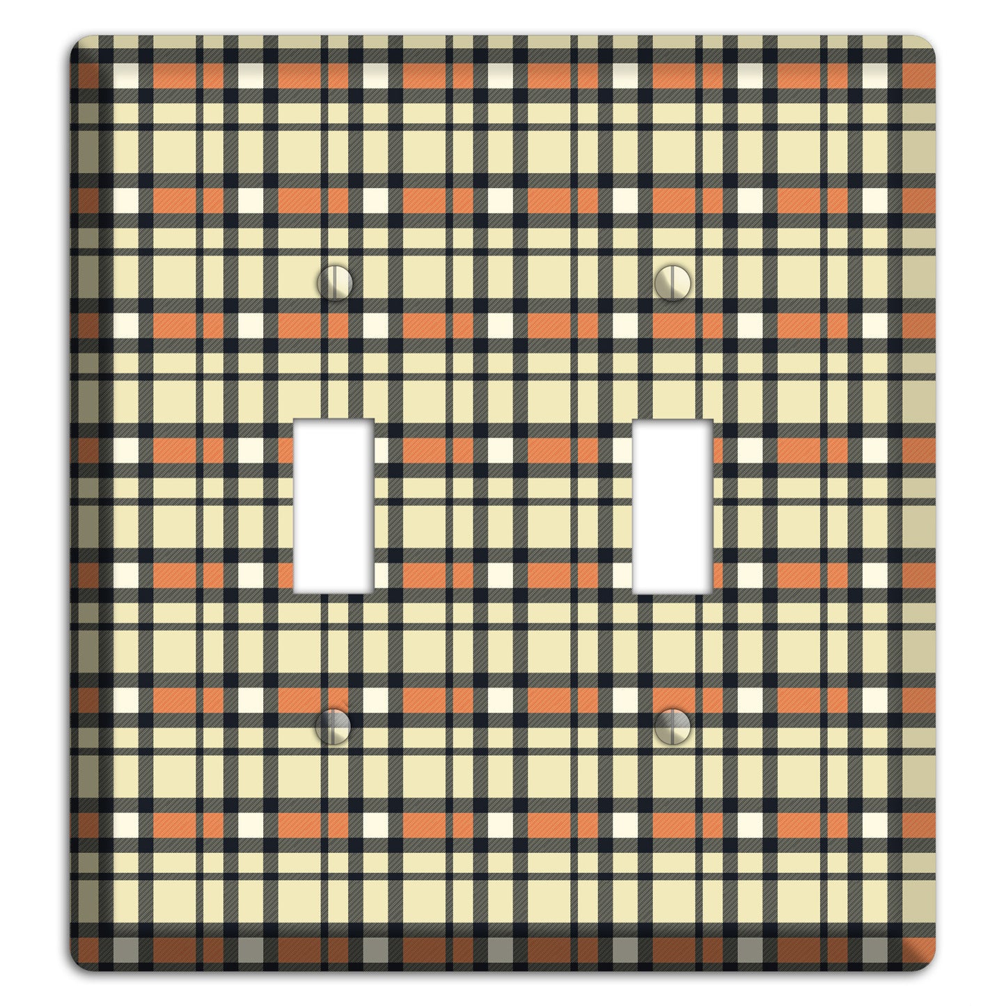 Beige and Brown Plaid 2 Toggle Wallplate