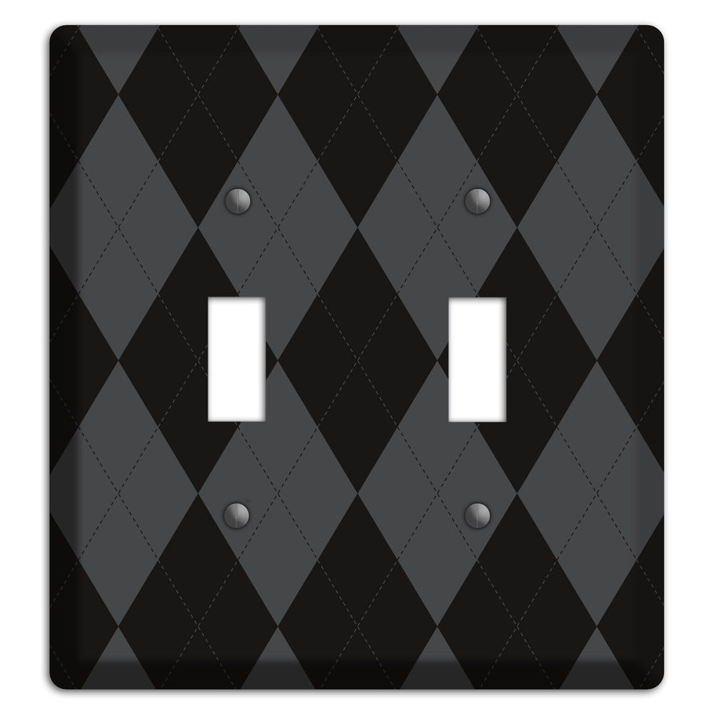Black and Grey Argyle 2 Toggle Wallplate