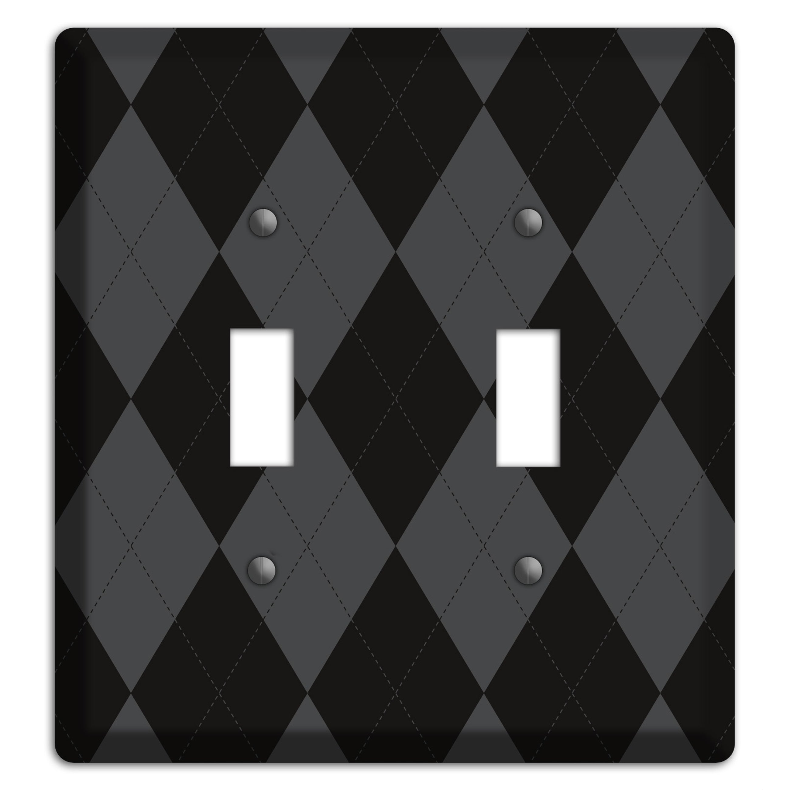 Black and Grey Argyle 2 Toggle Wallplate