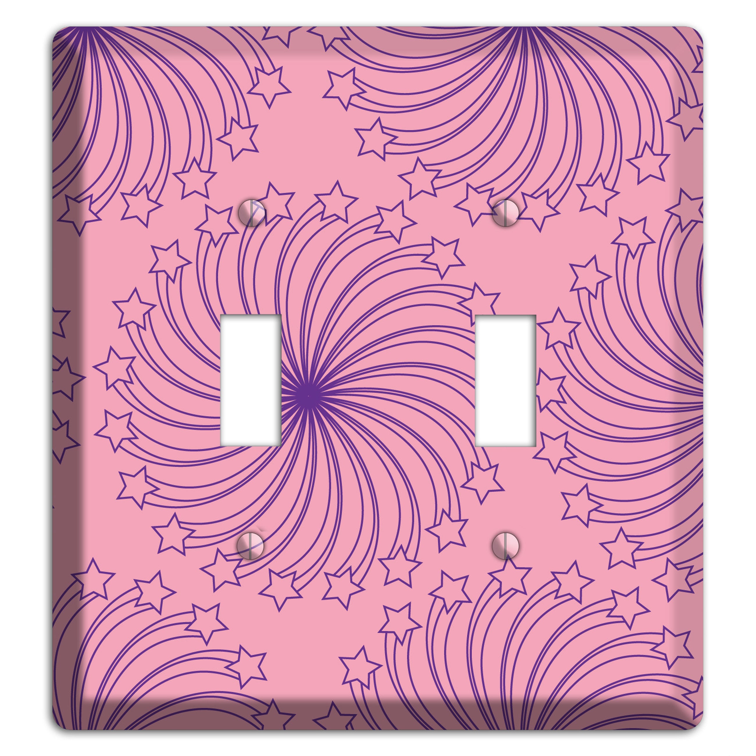 Pink with Purple Star Swirl 2 Toggle Wallplate