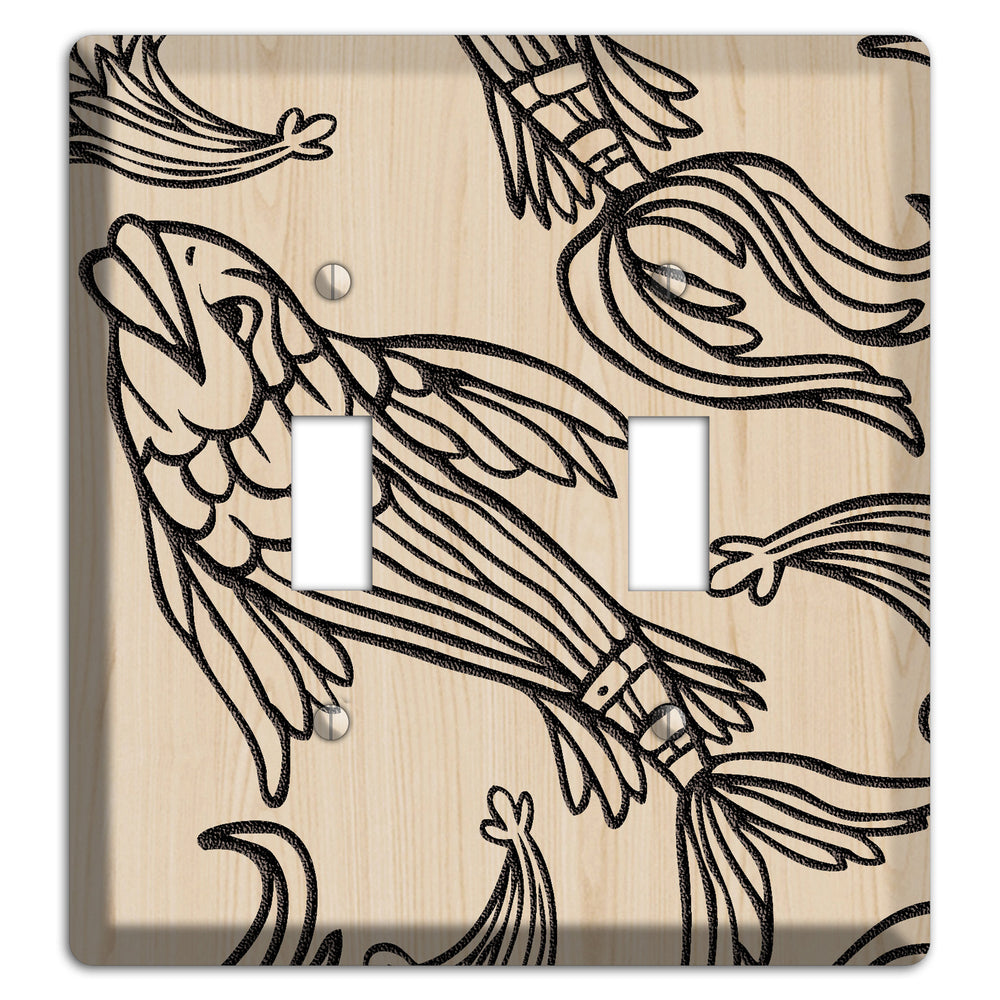 Koi Wood Lasered 2 Toggle Wallplate