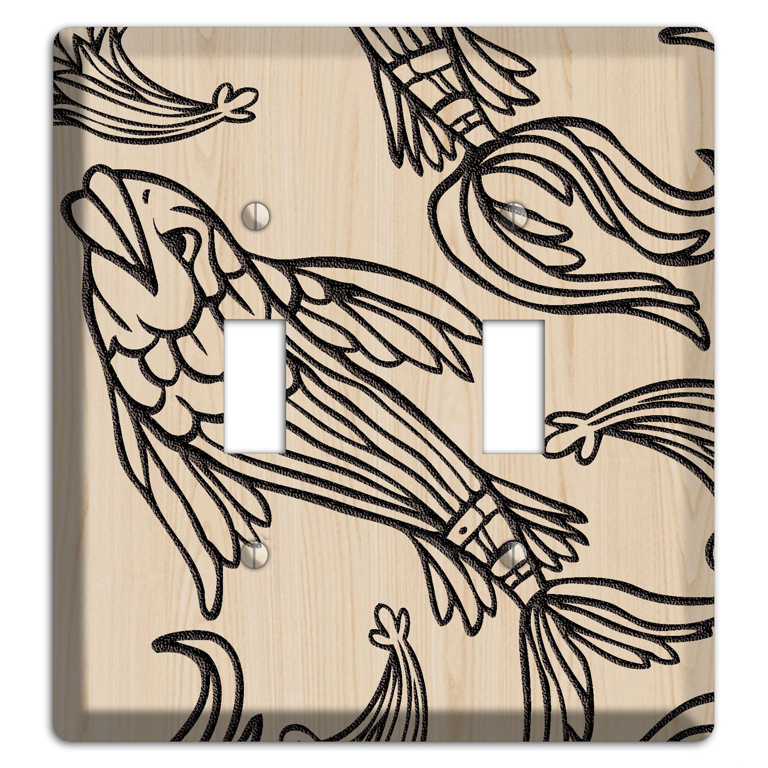 Koi Wood Lasered 2 Toggle Wallplate