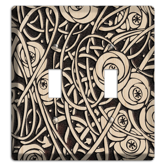 Deco Floral Wood Lasered 2 Toggle Wallplate