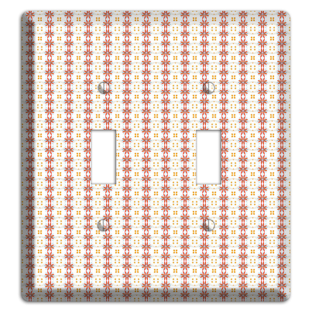 White with Red Smocking 2 Toggle Wallplate