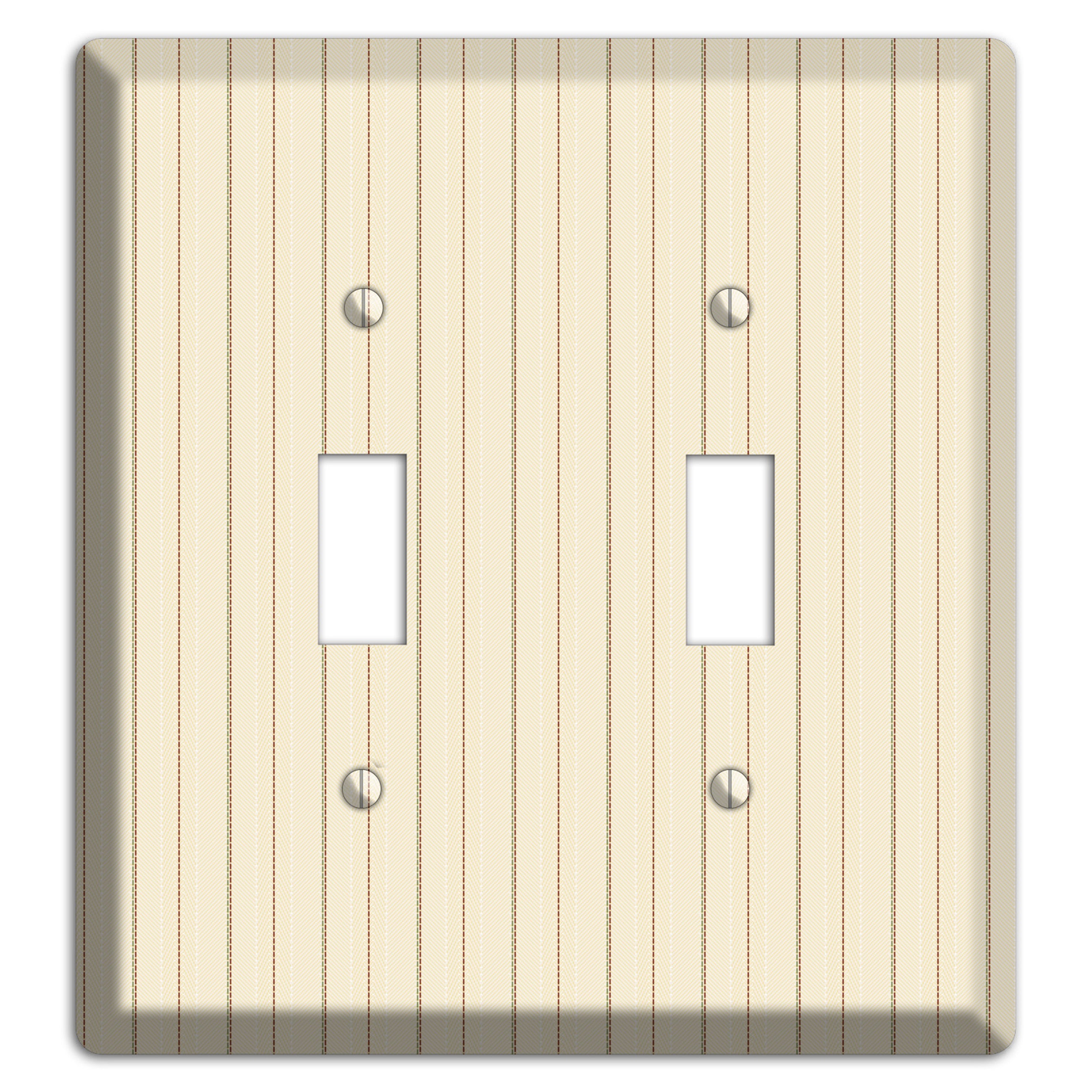 Off White Pinstripe 2 Toggle Wallplate