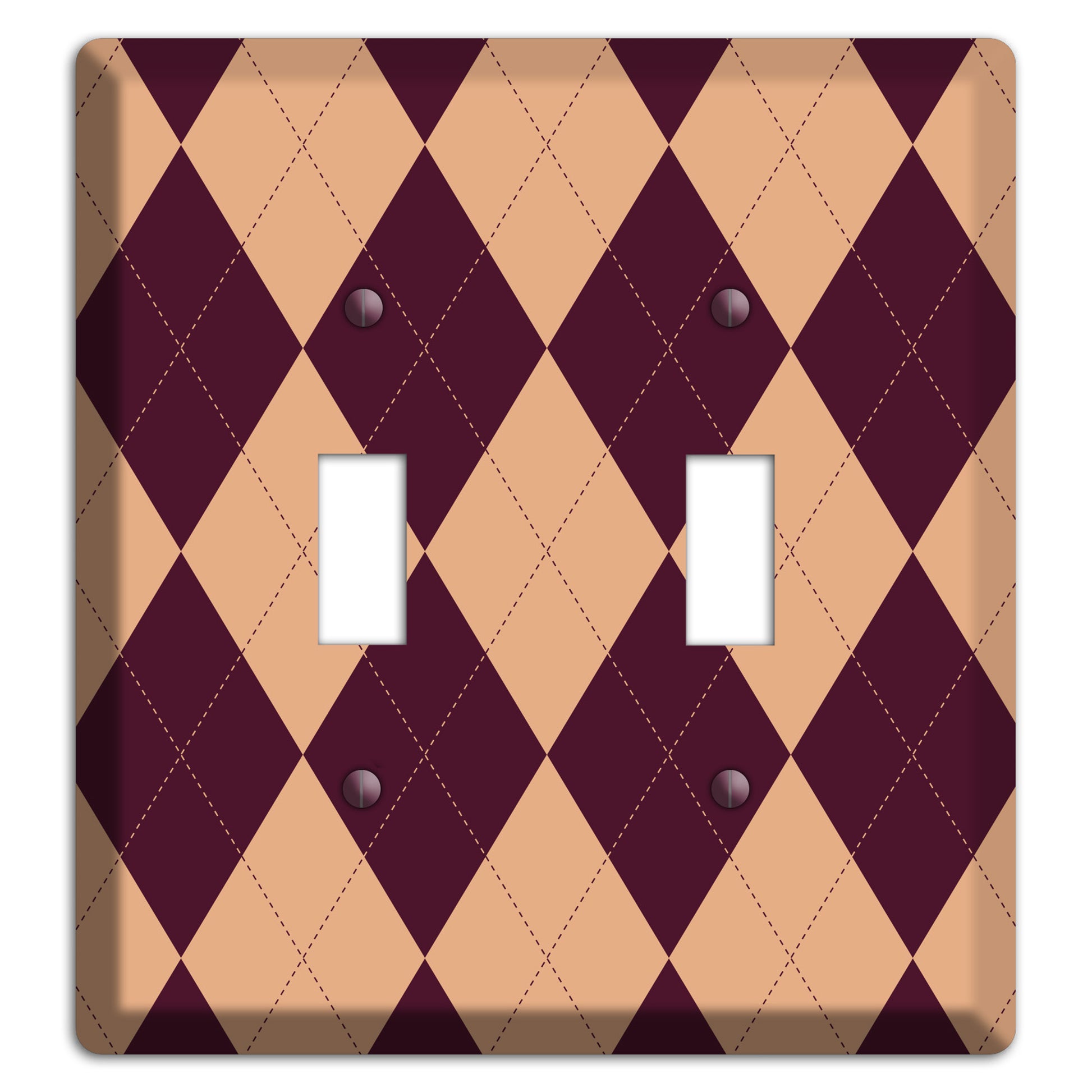 Purple and Beige Argyle 2 Toggle Wallplate