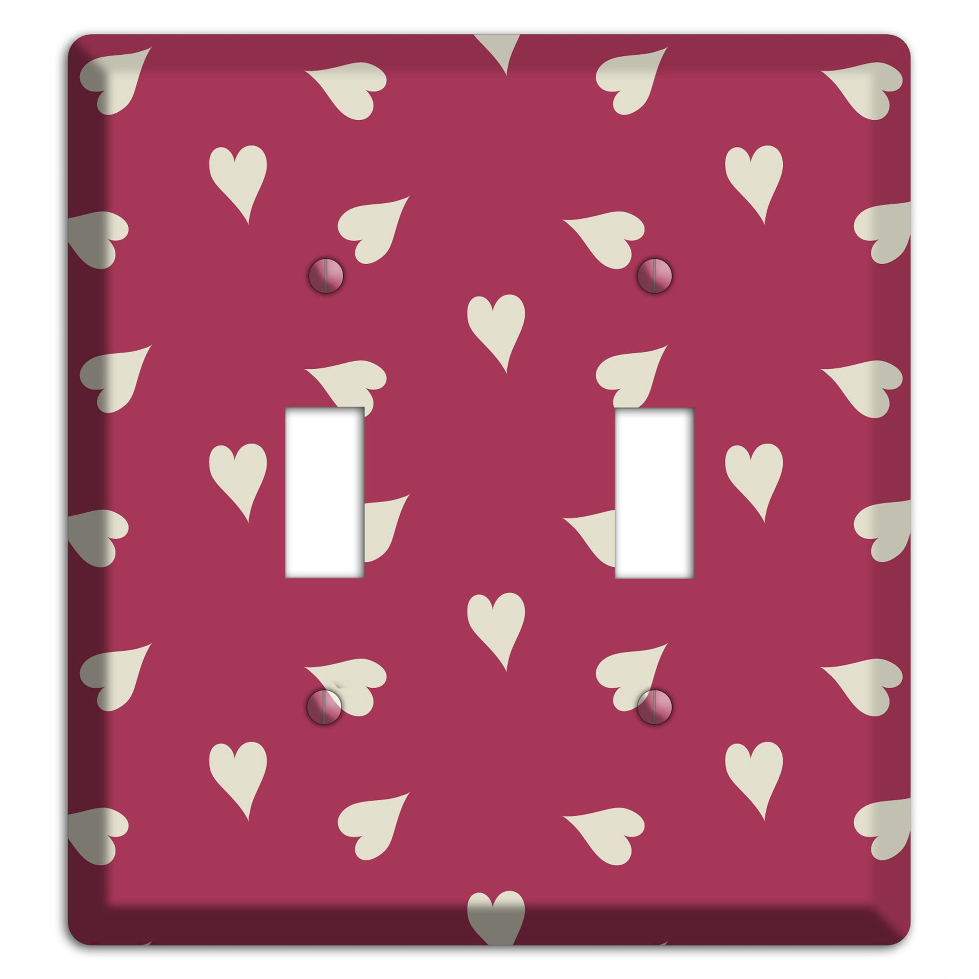 Fuschia with White Hearts 2 Toggle Wallplate