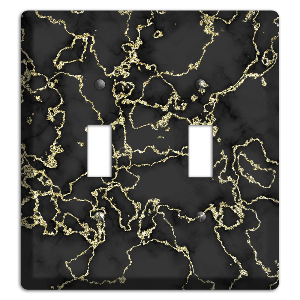 Black and Gold Marble Shatter 2 Toggle Wallplate