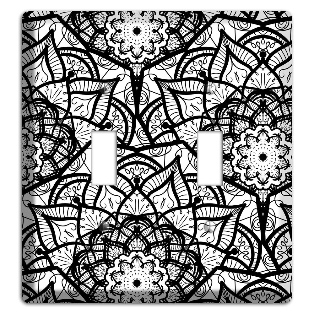 Mandala Black and White Style U Cover Plates 2 Toggle Wallplate